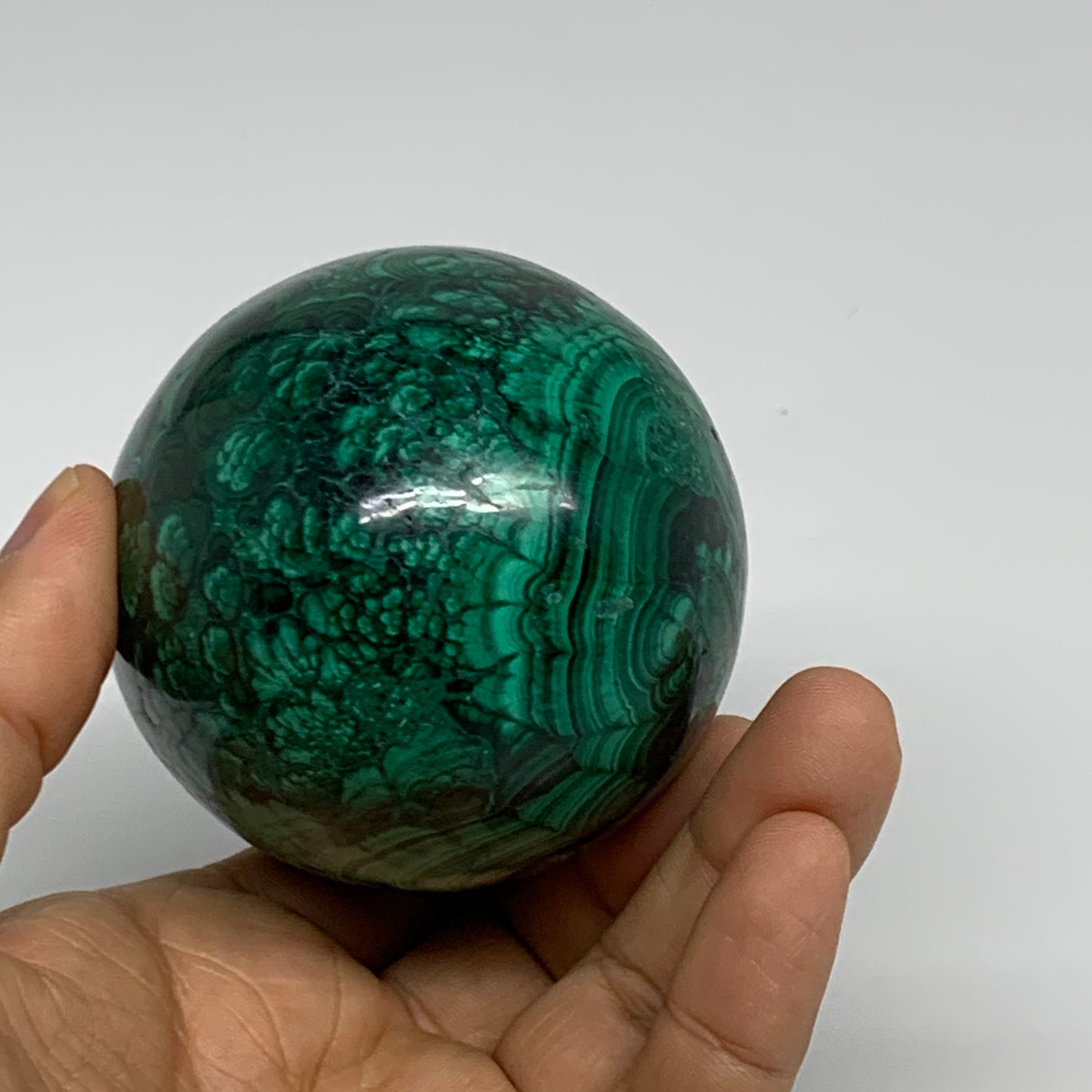 1.34 lbs, 3.4"x2.5", Natural Solid Malachite Egg Polished Gemstone @Congo, B3275
