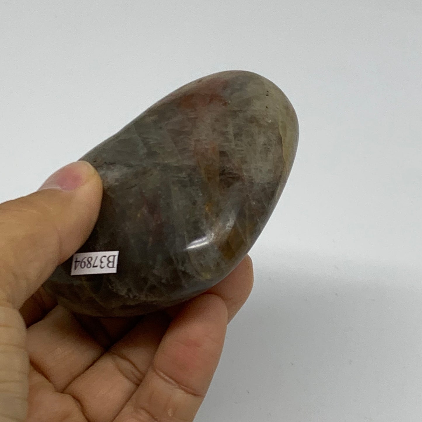 0.37 lbs, 2.4"x2.9"x1", Black Moonstone Heart Polished Crystal Decor, B37894