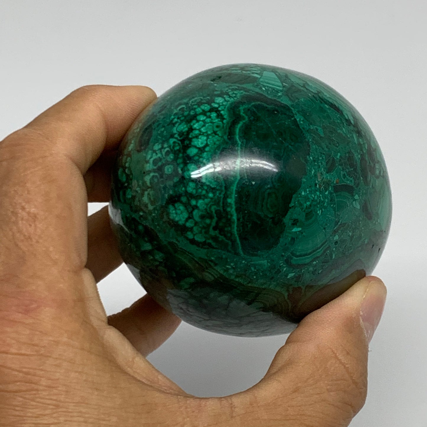 1.34 lbs, 3.4"x2.5", Natural Solid Malachite Egg Polished Gemstone @Congo, B3275