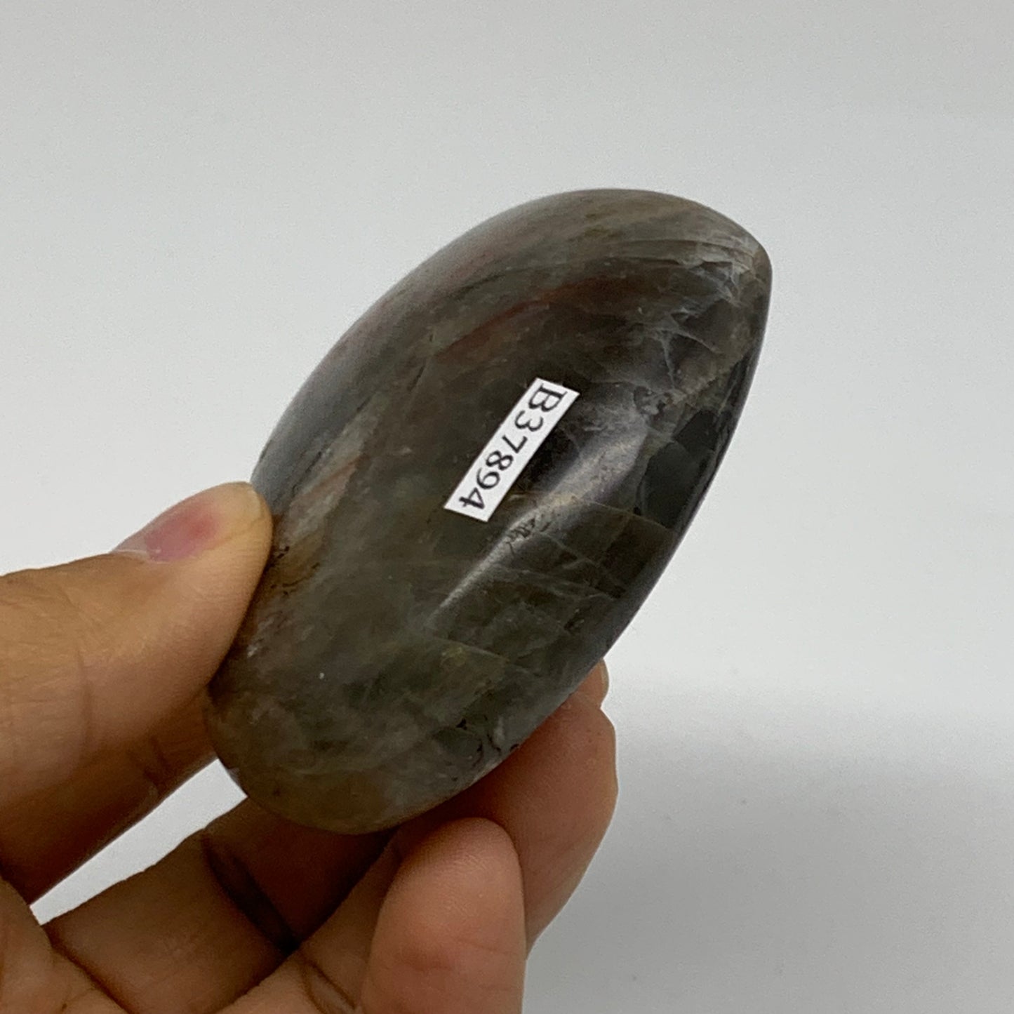 0.37 lbs, 2.4"x2.9"x1", Black Moonstone Heart Polished Crystal Decor, B37894