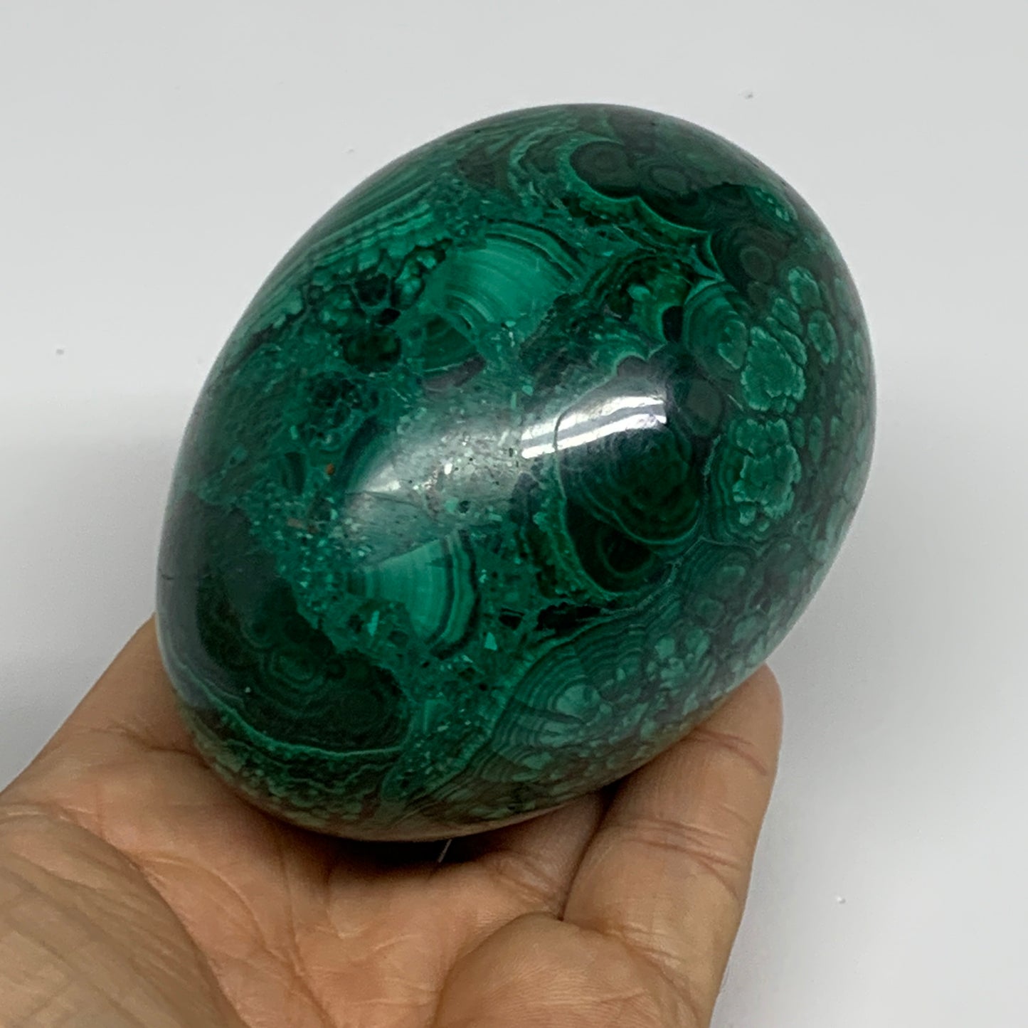 1.34 lbs, 3.4"x2.5", Natural Solid Malachite Egg Polished Gemstone @Congo, B3275