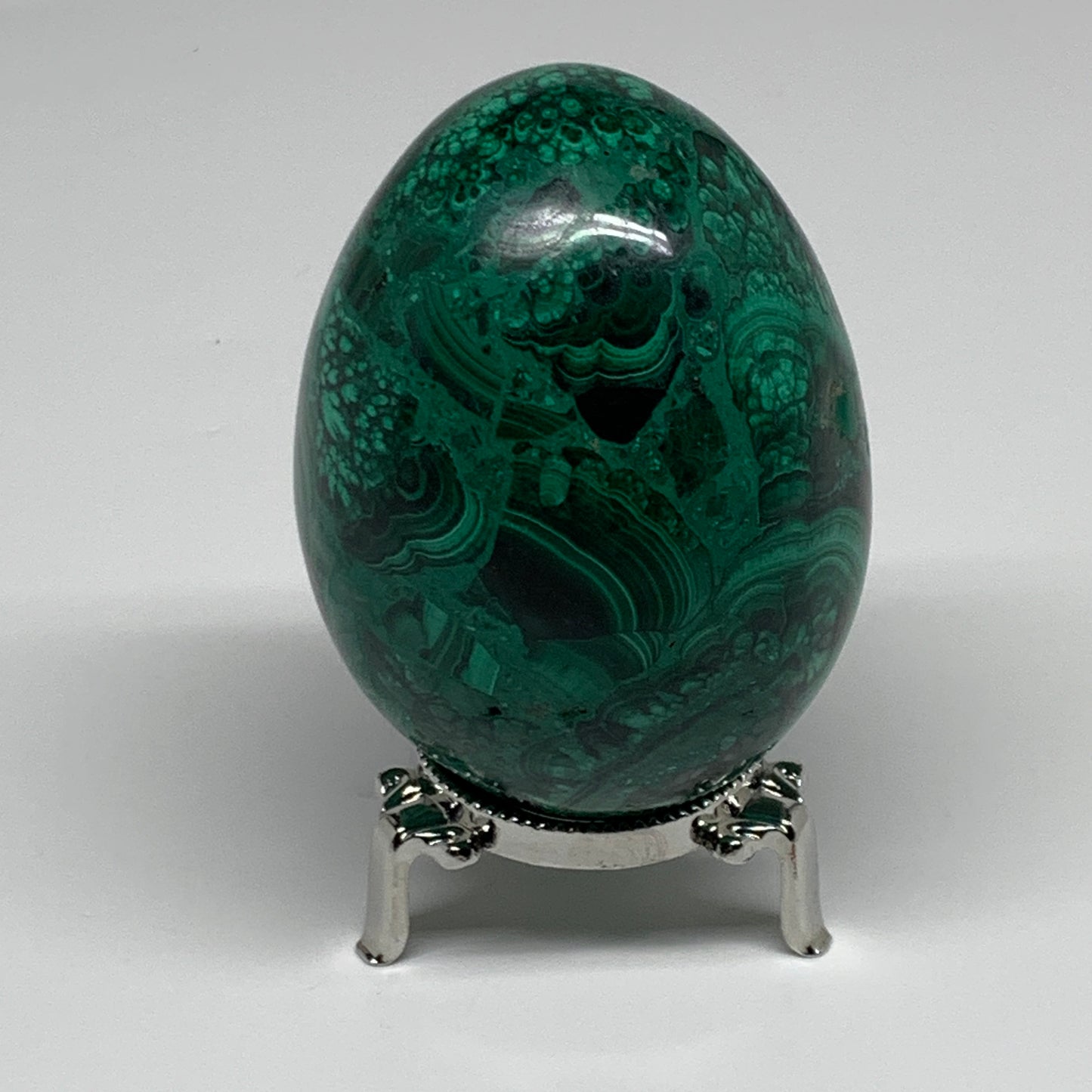 1.34 lbs, 3.4"x2.5", Natural Solid Malachite Egg Polished Gemstone @Congo, B3275