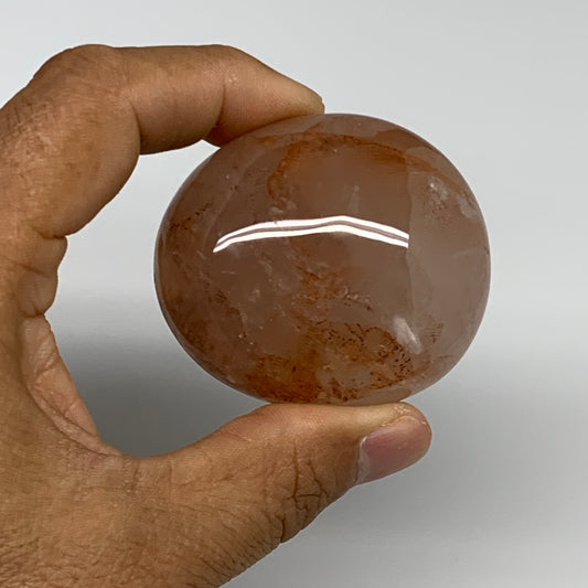 125.2g,2.1"x2.9"x1.3", Red Hematoid Fire Quartz Palm-Stone Crystal Polished, B30