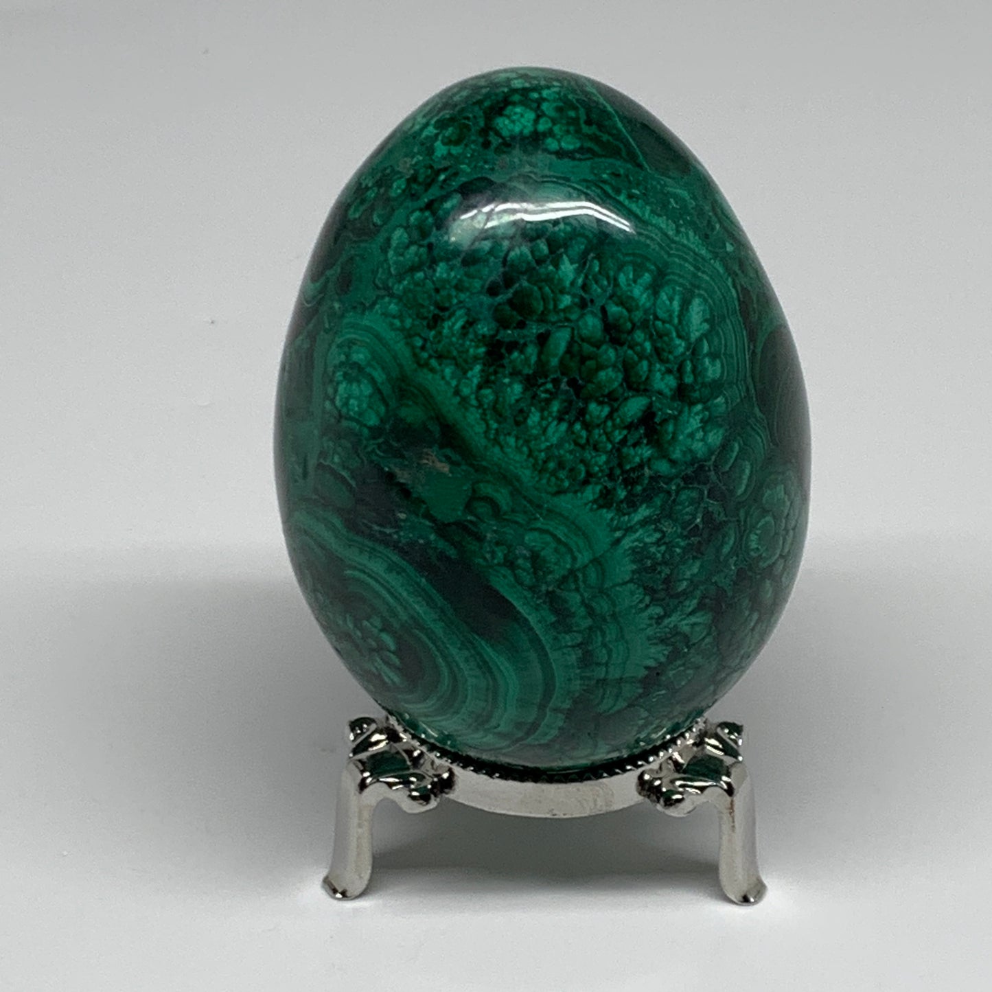 1.34 lbs, 3.4"x2.5", Natural Solid Malachite Egg Polished Gemstone @Congo, B3275