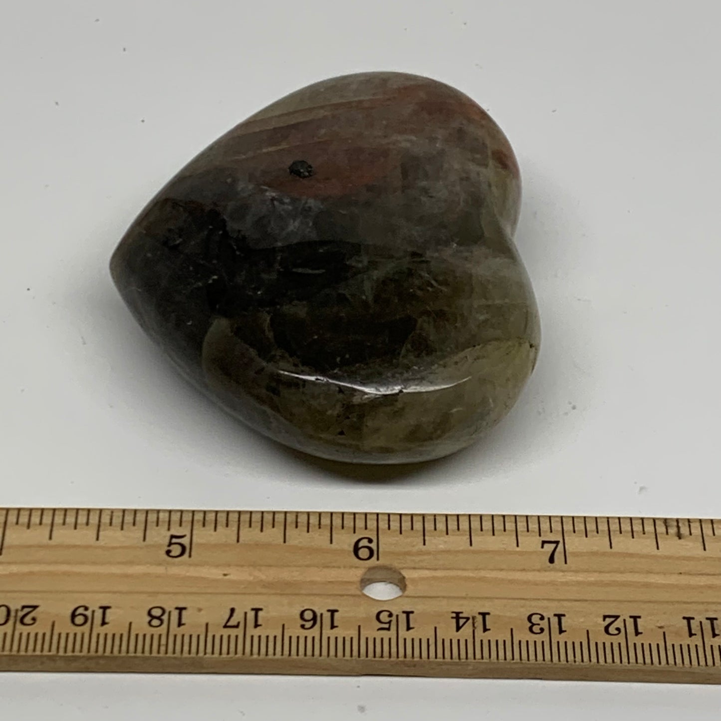 0.37 lbs, 2.4"x2.9"x1", Black Moonstone Heart Polished Crystal Decor, B37894