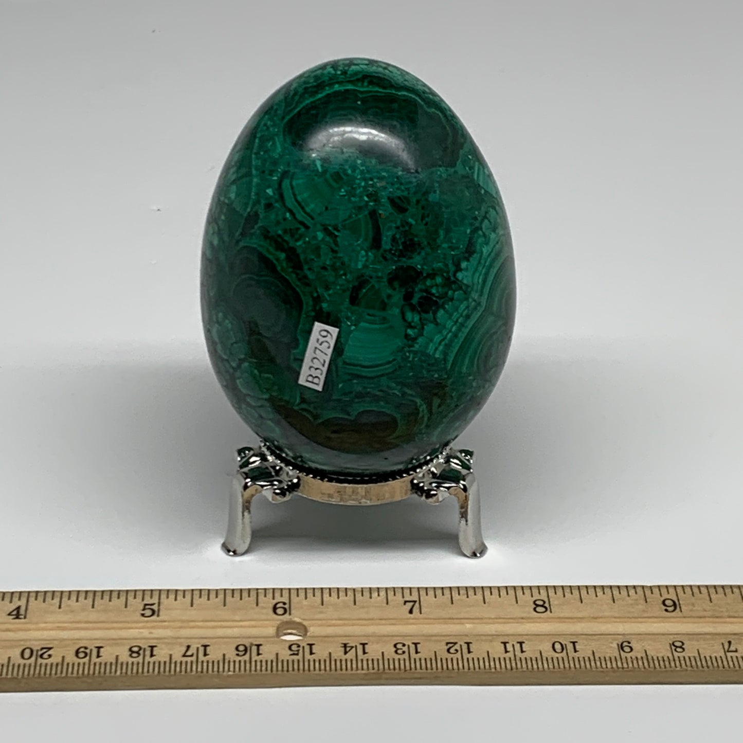 1.34 lbs, 3.4"x2.5", Natural Solid Malachite Egg Polished Gemstone @Congo, B3275