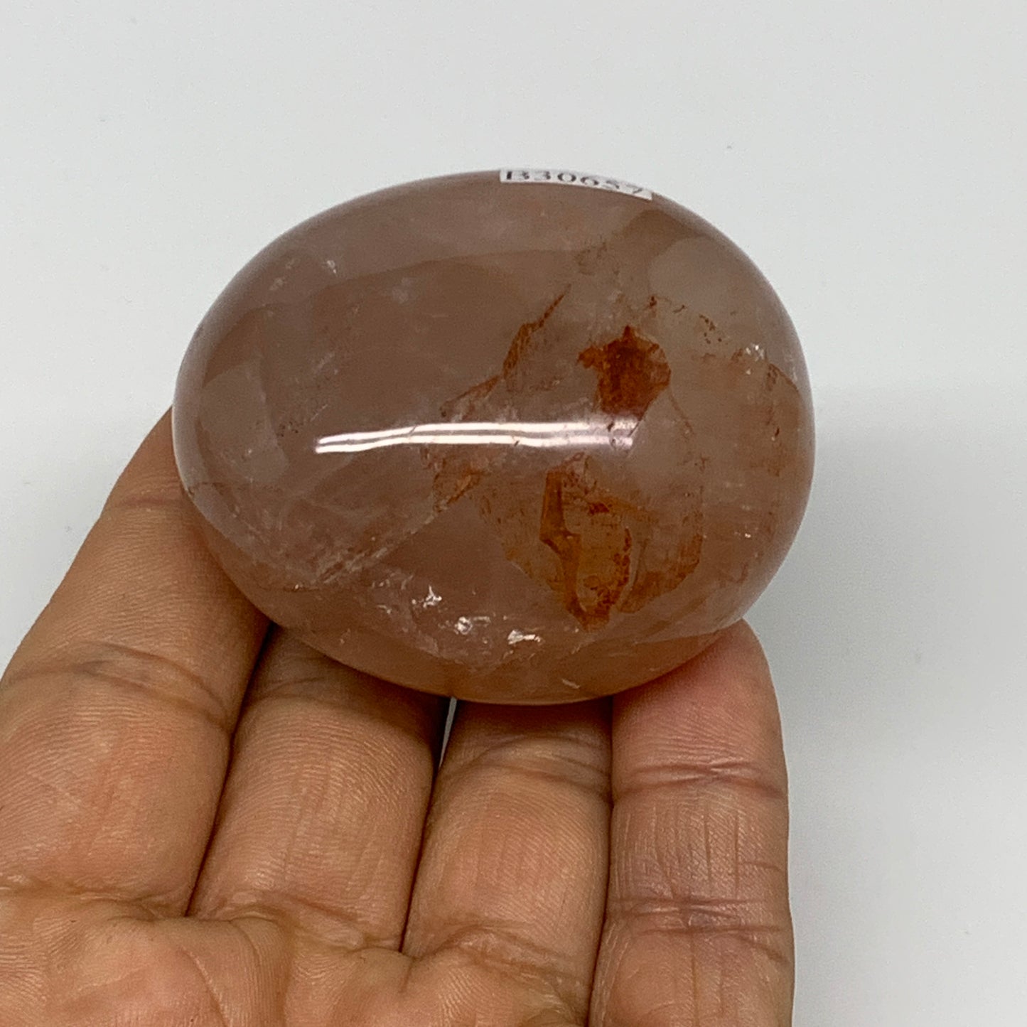 125.2g,2.1"x2.9"x1.3", Red Hematoid Fire Quartz Palm-Stone Crystal Polished, B30