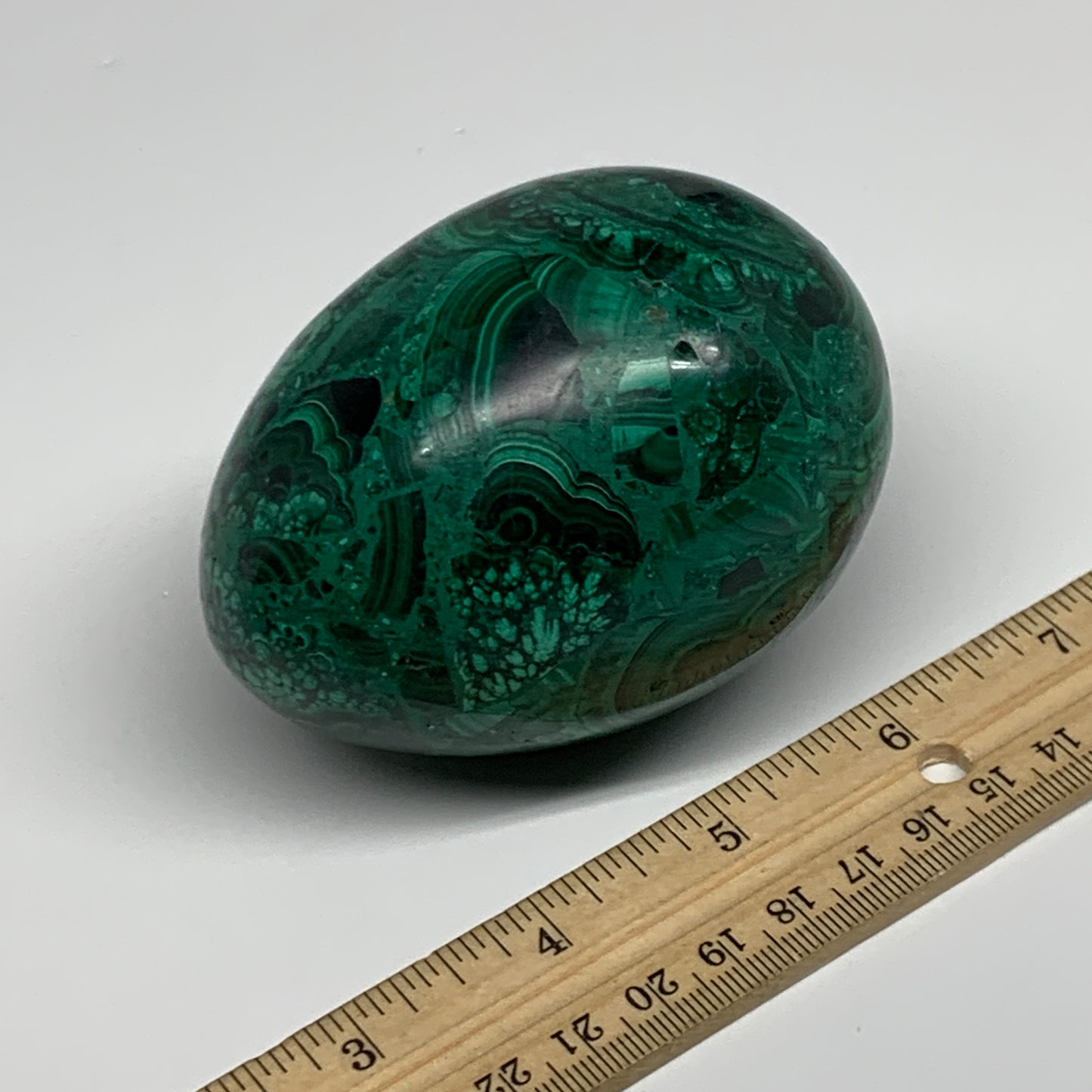 1.34 lbs, 3.4"x2.5", Natural Solid Malachite Egg Polished Gemstone @Congo, B3275