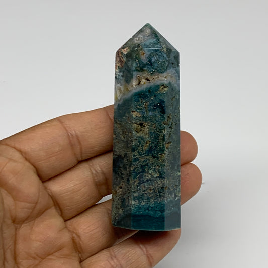 72.9g, 3.1"x0.9", Natural Ocean Jasper Tower Point Obelisk @Madagascar, B31464