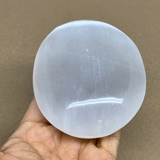 0.70 lbs, 4"x3.3"x1.2", White Selenite Palmstone Crystal Pillow Reiki, B36152