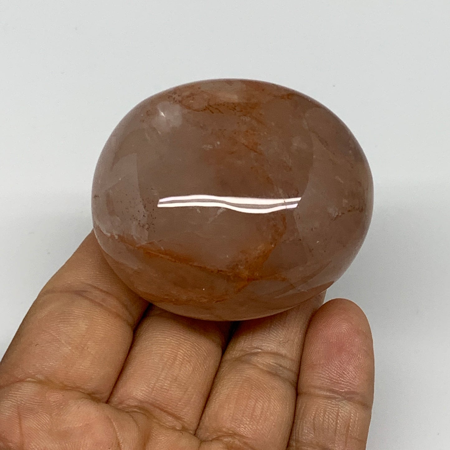 125.2g,2.1"x2.9"x1.3", Red Hematoid Fire Quartz Palm-Stone Crystal Polished, B30