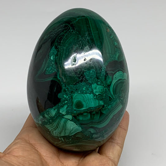 2.2 lbs, 4.1"x2.9", Natural Solid Malachite Egg Polished Gemstone @Congo, B32760