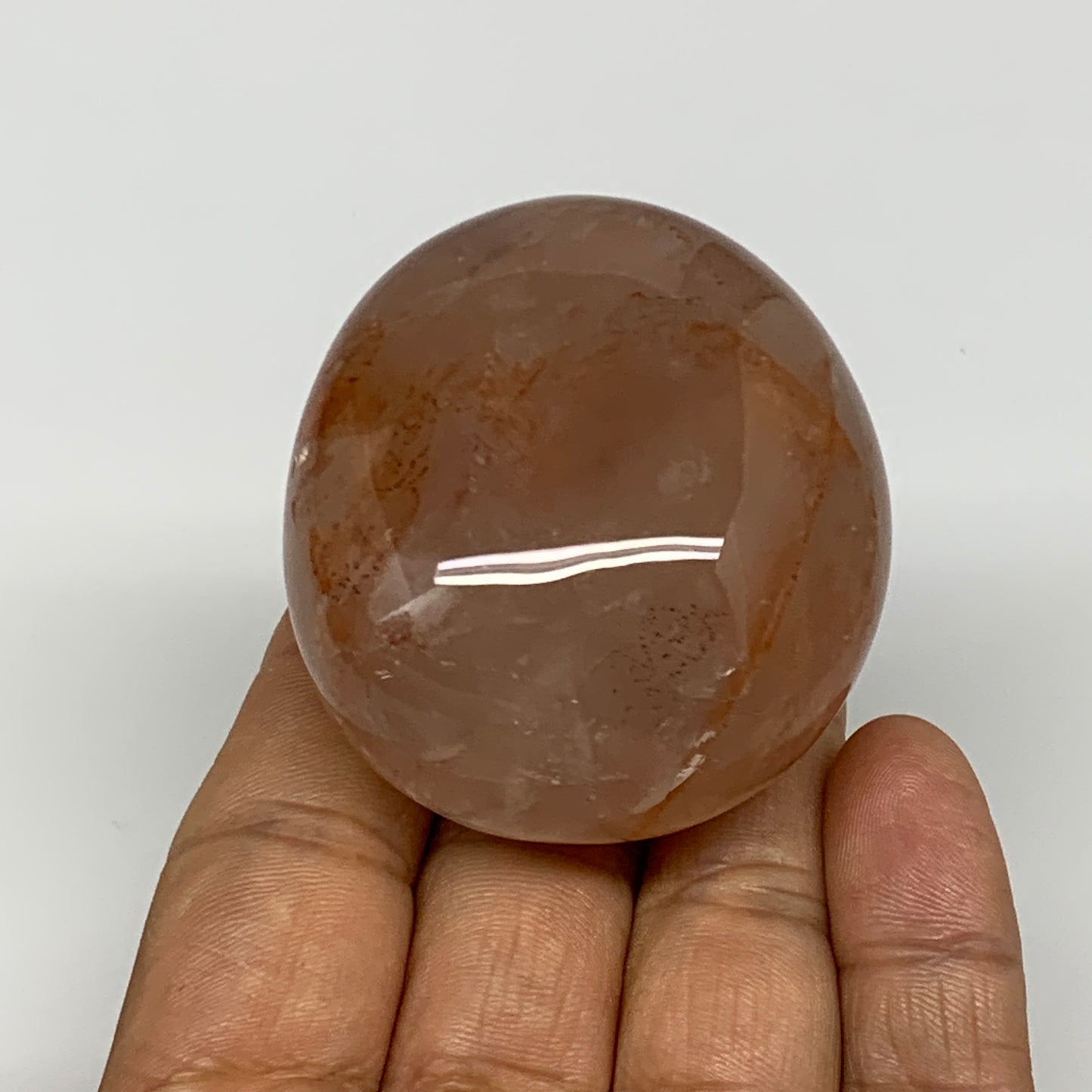 125.2g,2.1"x2.9"x1.3", Red Hematoid Fire Quartz Palm-Stone Crystal Polished, B30