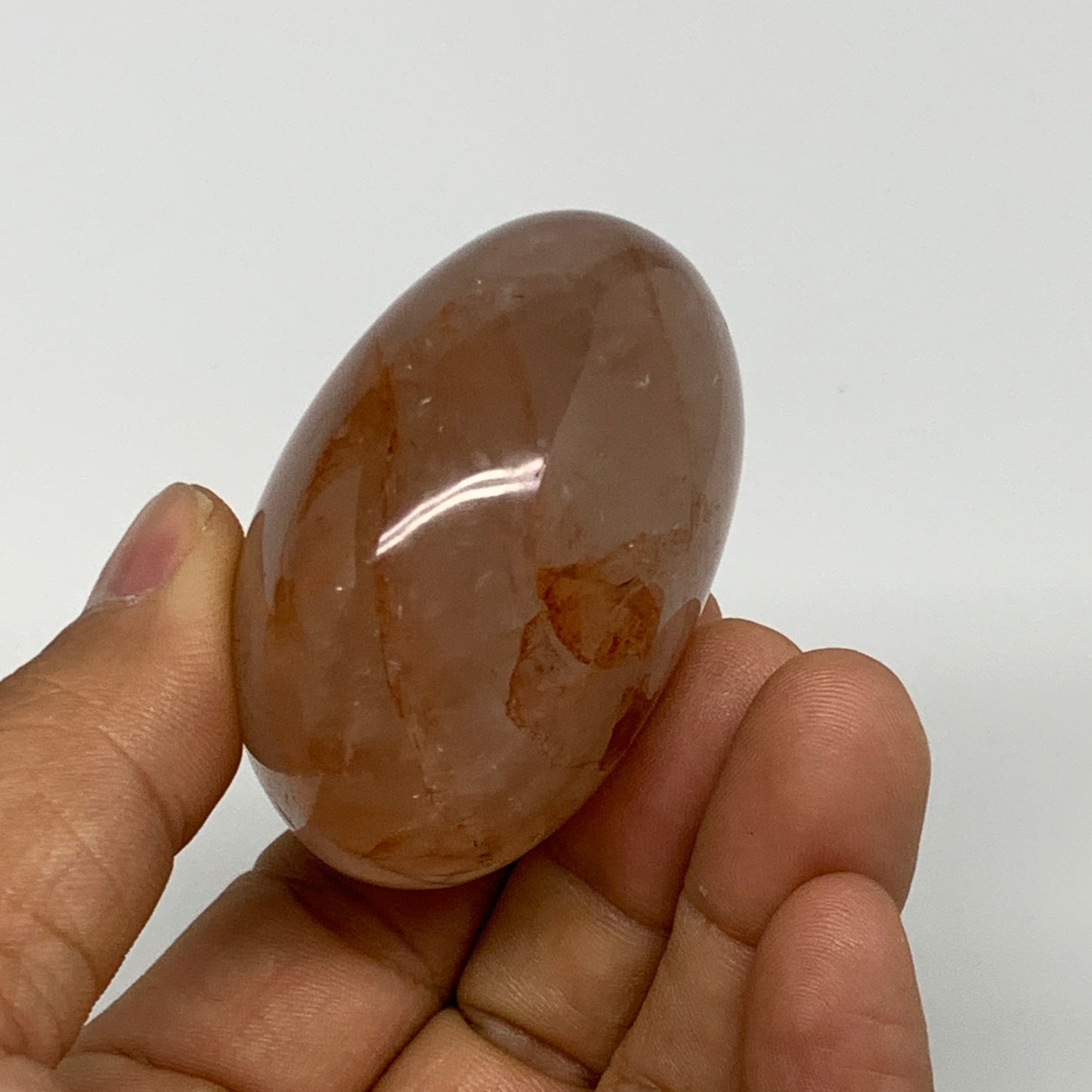 125.2g,2.1"x2.9"x1.3", Red Hematoid Fire Quartz Palm-Stone Crystal Polished, B30