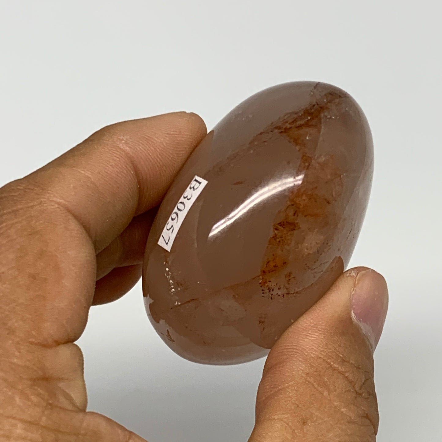 125.2g,2.1"x2.9"x1.3", Red Hematoid Fire Quartz Palm-Stone Crystal Polished, B30