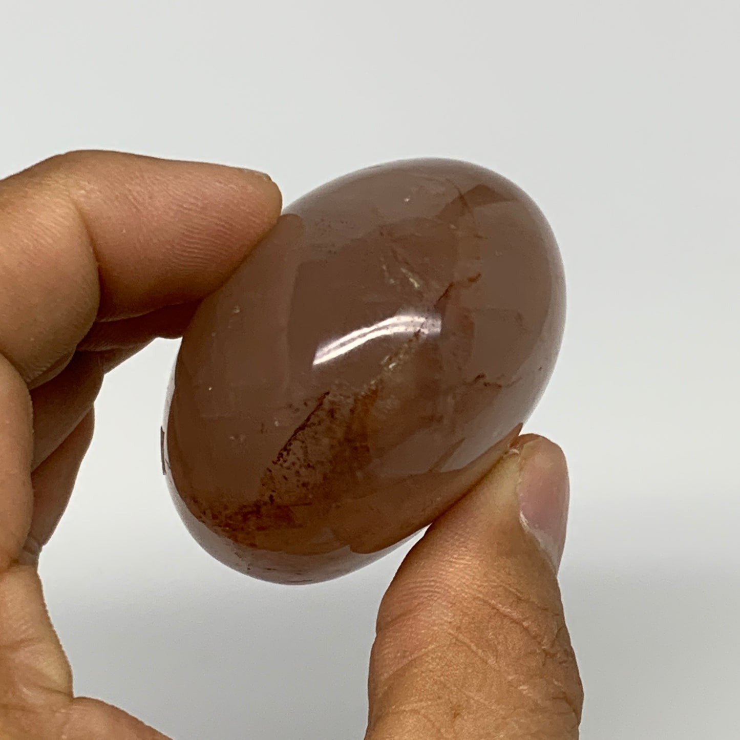 125.2g,2.1"x2.9"x1.3", Red Hematoid Fire Quartz Palm-Stone Crystal Polished, B30