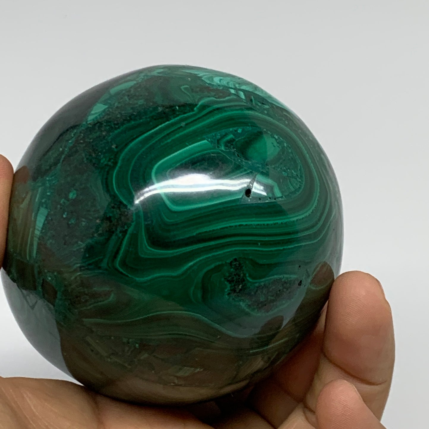 2.2 lbs, 4.1"x2.9", Natural Solid Malachite Egg Polished Gemstone @Congo, B32760