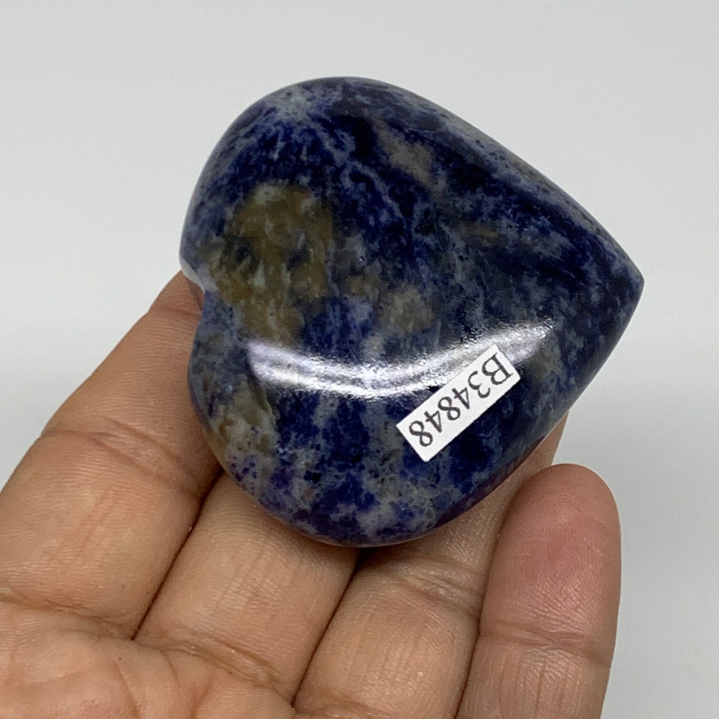 78g, 2"x2.1"x0.8", Natural Sodalite Heart Polished Gemstone, B34848