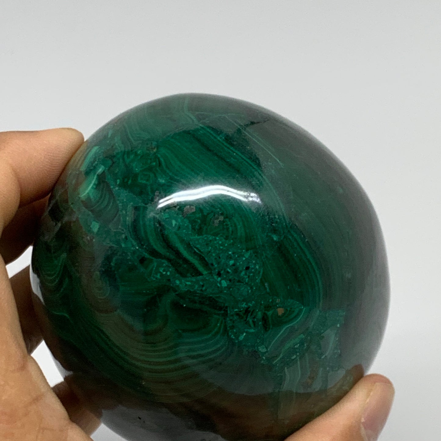 2.2 lbs, 4.1"x2.9", Natural Solid Malachite Egg Polished Gemstone @Congo, B32760