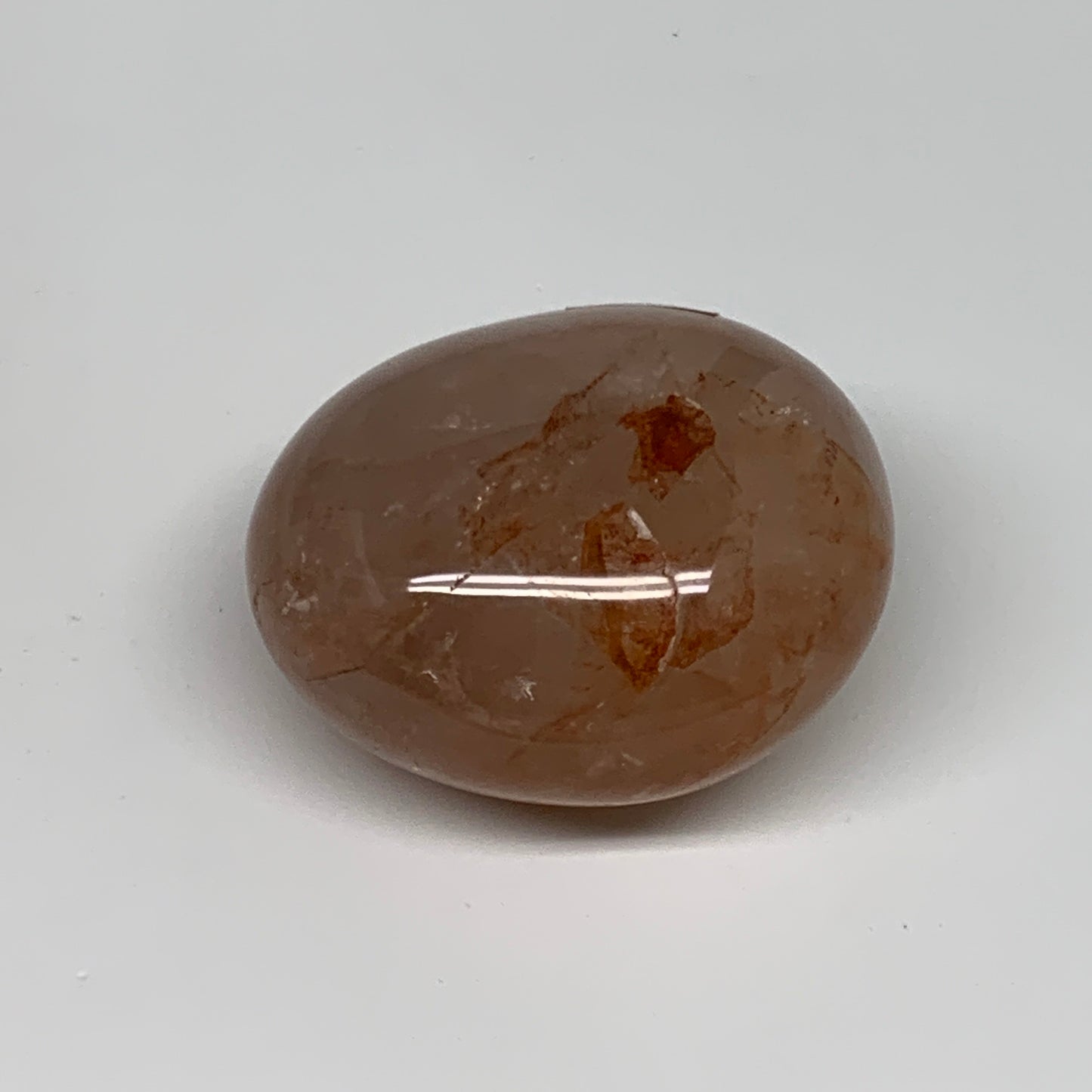 125.2g,2.1"x2.9"x1.3", Red Hematoid Fire Quartz Palm-Stone Crystal Polished, B30