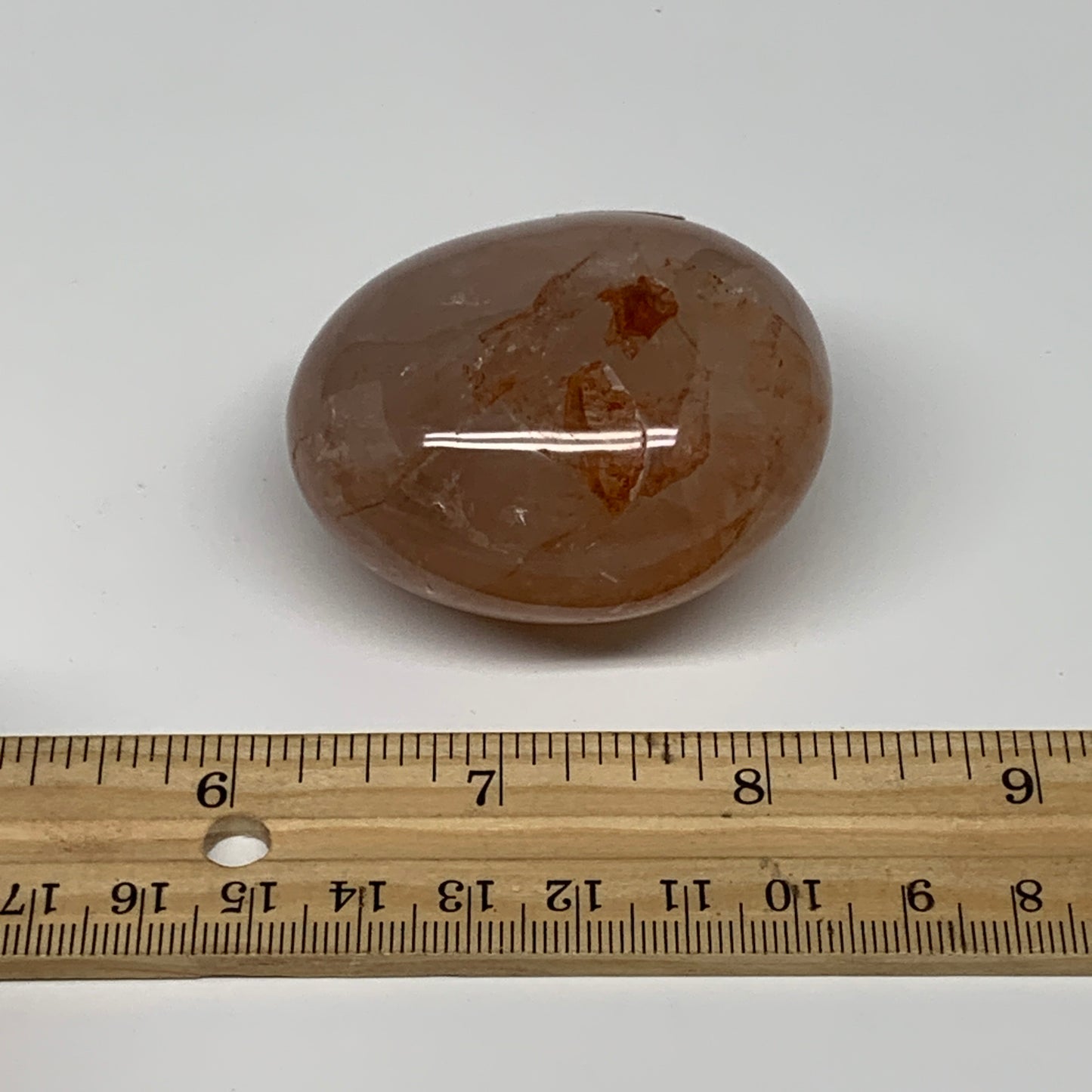 125.2g,2.1"x2.9"x1.3", Red Hematoid Fire Quartz Palm-Stone Crystal Polished, B30