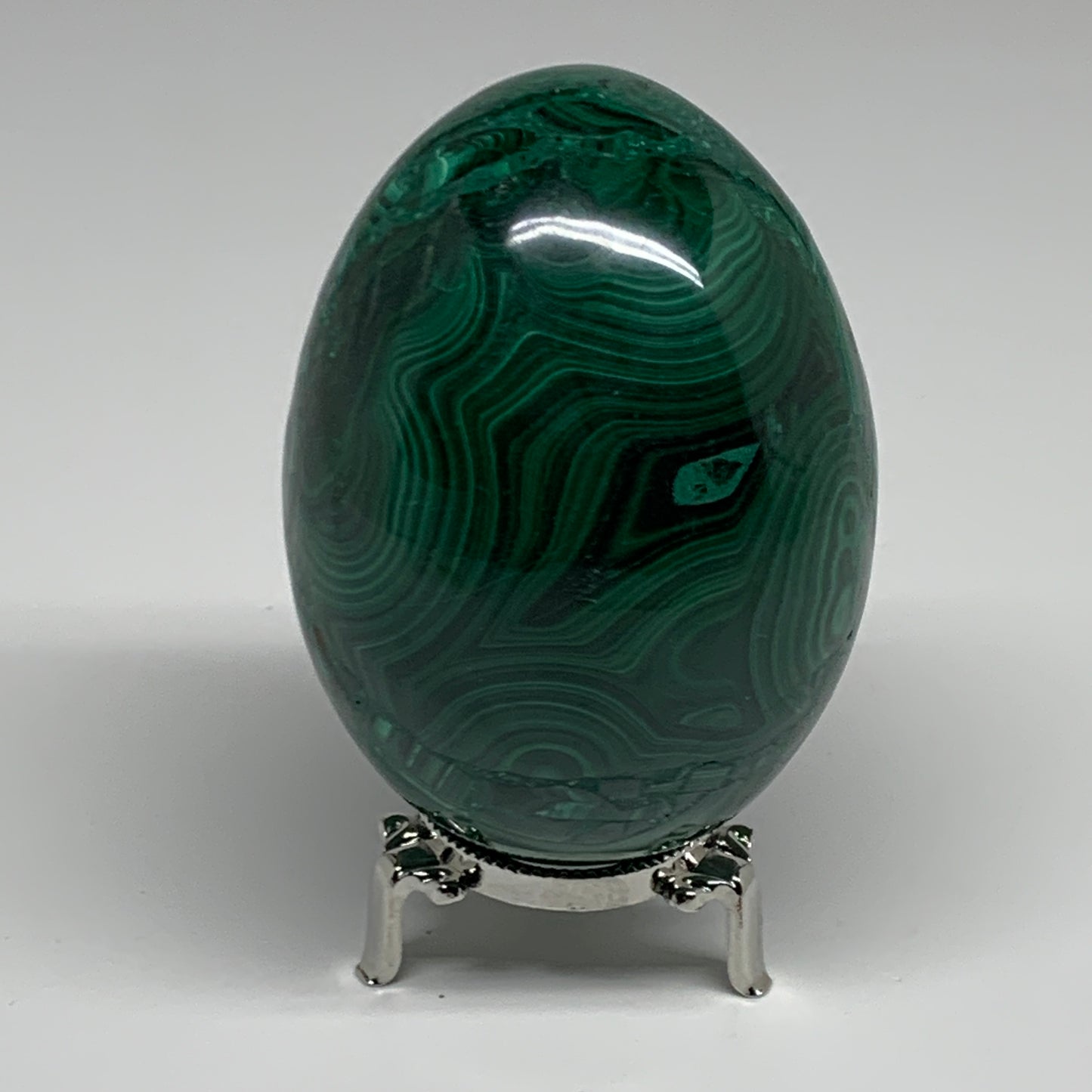 2.2 lbs, 4.1"x2.9", Natural Solid Malachite Egg Polished Gemstone @Congo, B32760