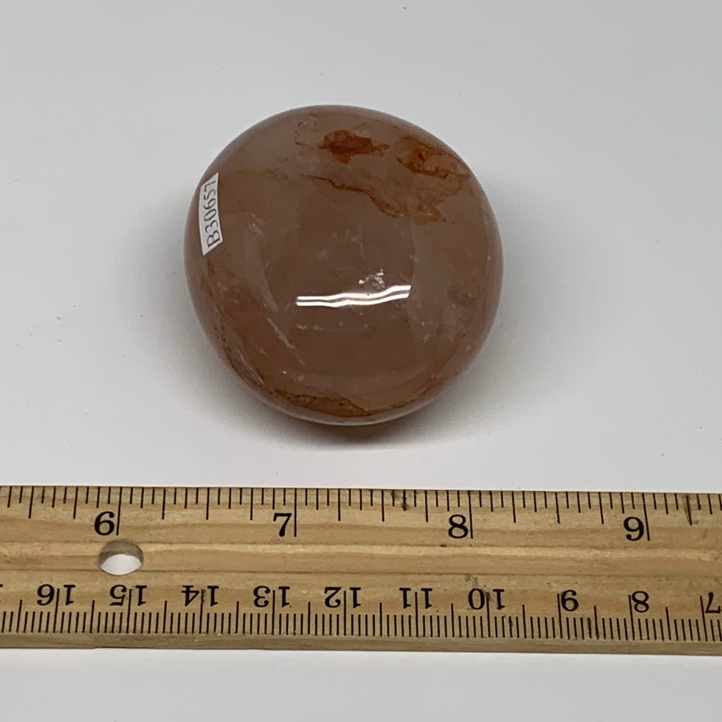 125.2g,2.1"x2.9"x1.3", Red Hematoid Fire Quartz Palm-Stone Crystal Polished, B30