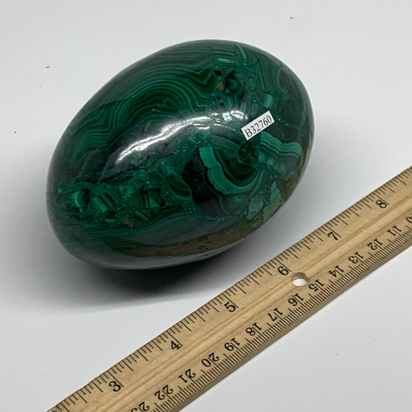 2.2 lbs, 4.1"x2.9", Natural Solid Malachite Egg Polished Gemstone @Congo, B32760