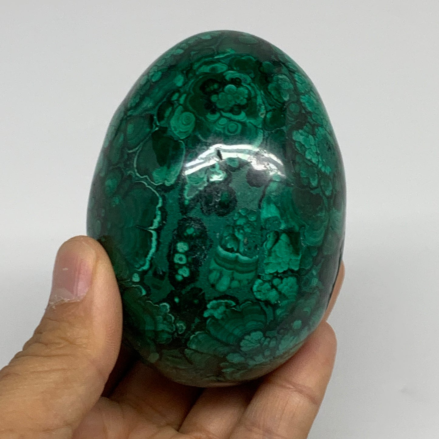 1.2 lbs, 3.2"x2.3", Natural Solid Malachite Egg Polished Gemstone @Congo, B32761