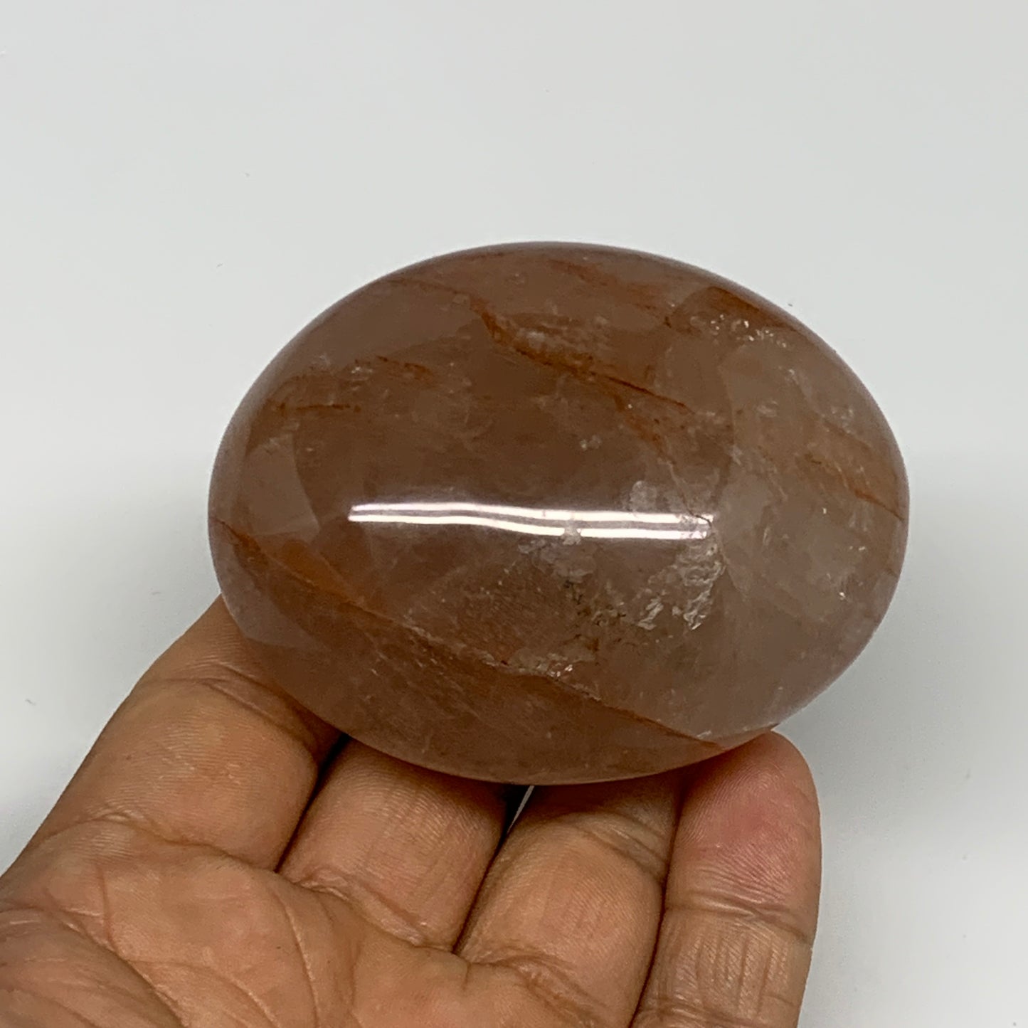 188.1g,2.7"x2.2"x1.4", Red Hematoid Fire Quartz Palm-Stone Crystal Polished, B30