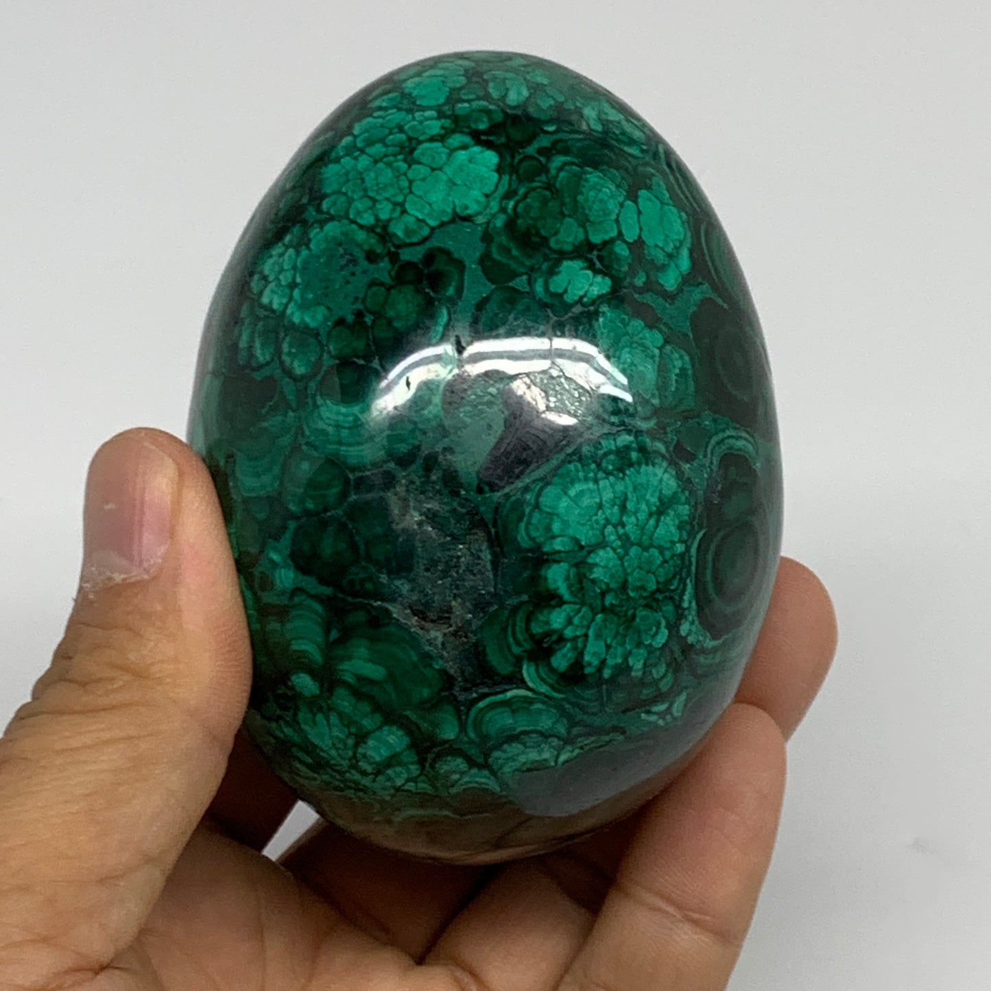 1.2 lbs, 3.2"x2.3", Natural Solid Malachite Egg Polished Gemstone @Congo, B32761