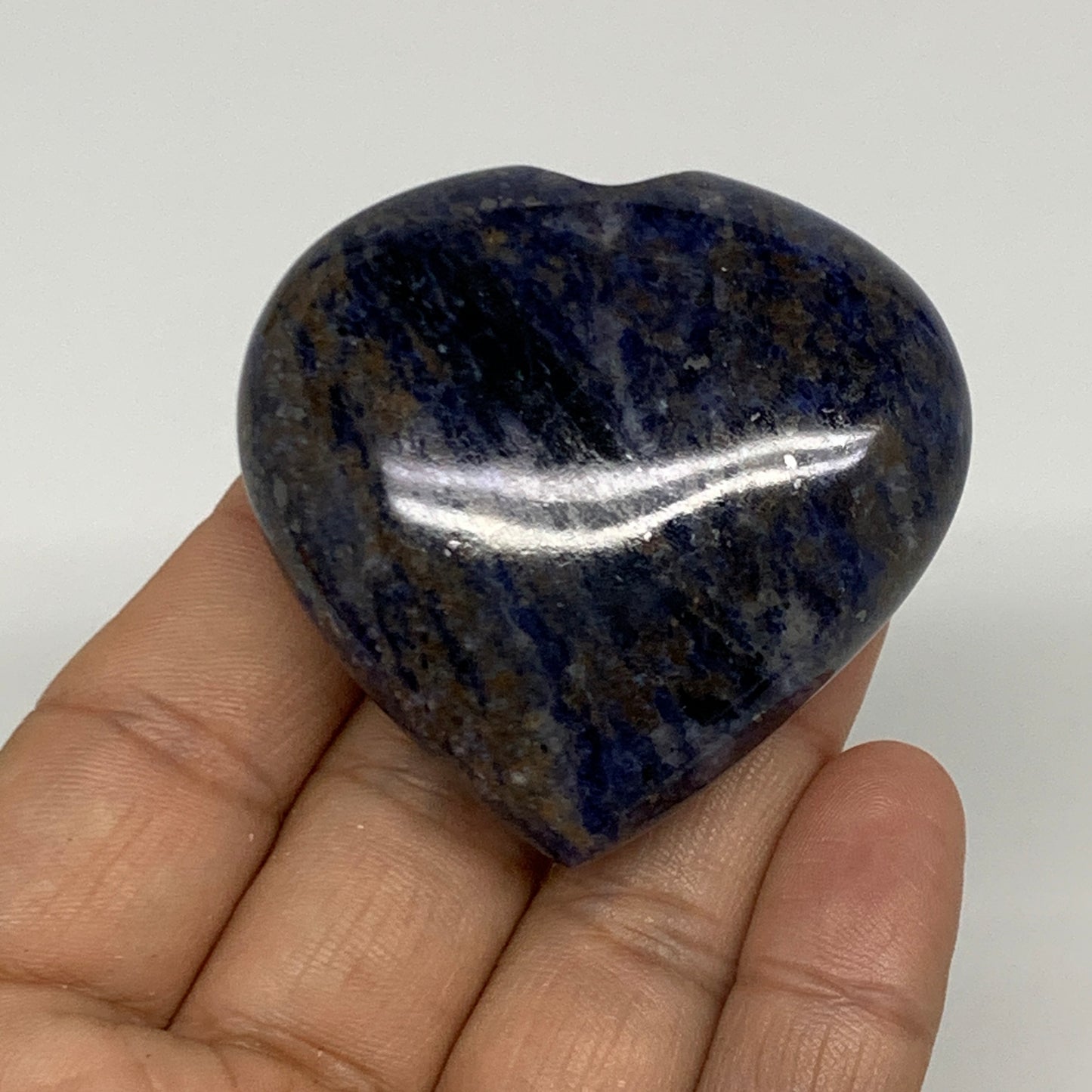 71.4g, 2"x2.1"x0.8", Natural Sodalite Heart Polished Gemstone, B34849
