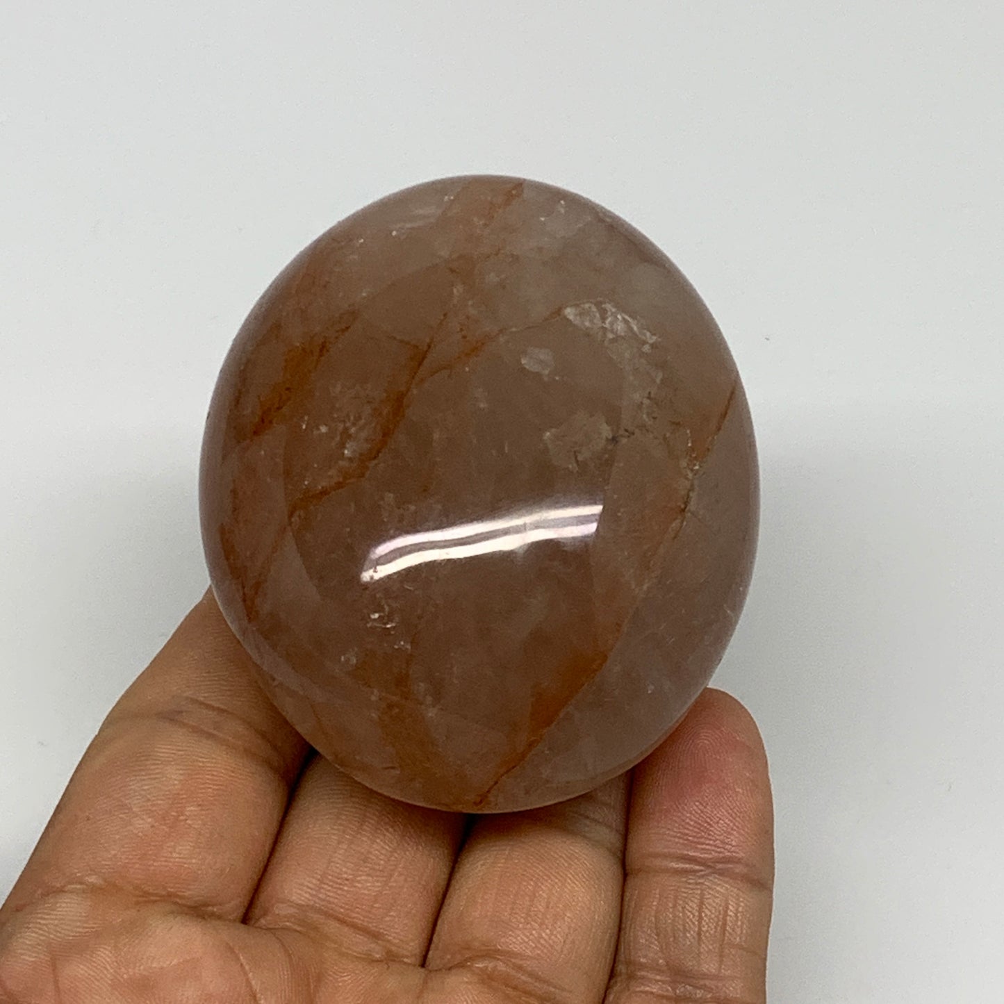 188.1g,2.7"x2.2"x1.4", Red Hematoid Fire Quartz Palm-Stone Crystal Polished, B30