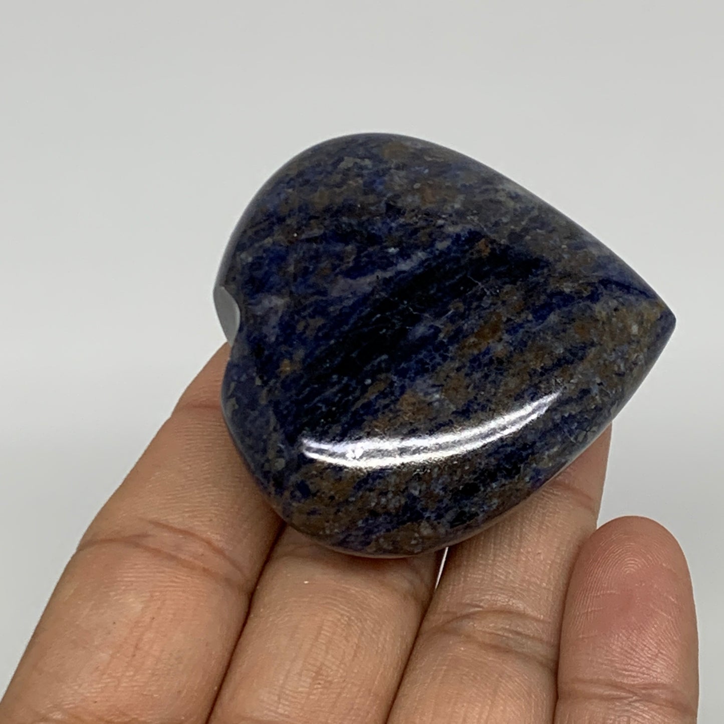 71.4g, 2"x2.1"x0.8", Natural Sodalite Heart Polished Gemstone, B34849