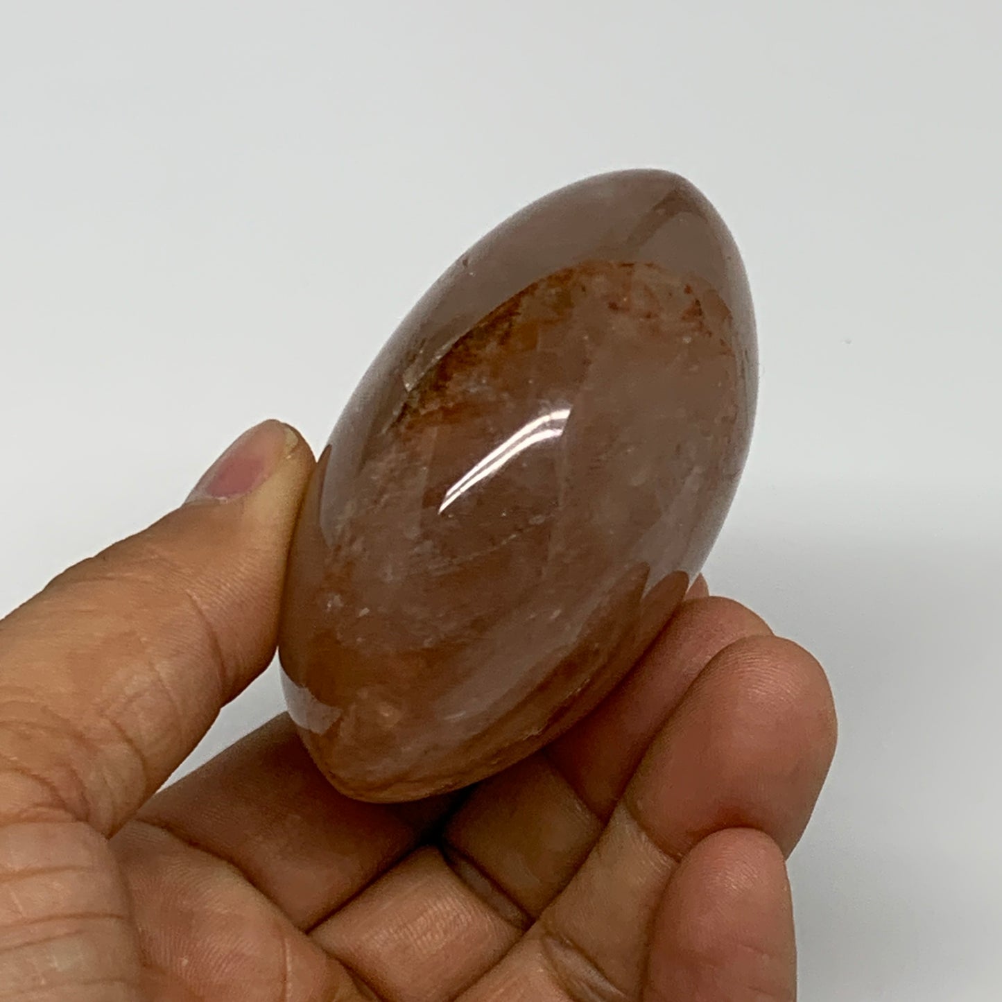 188.1g,2.7"x2.2"x1.4", Red Hematoid Fire Quartz Palm-Stone Crystal Polished, B30