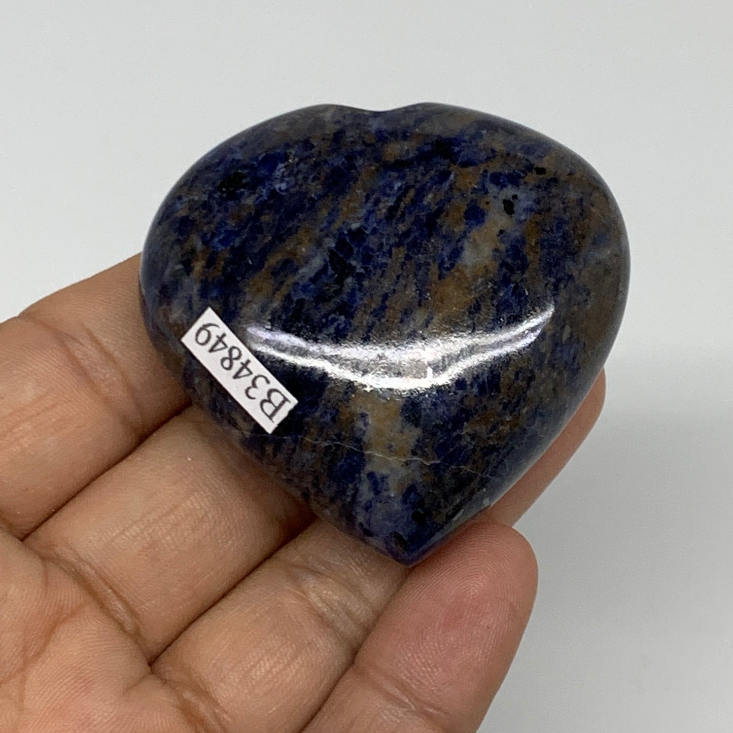 71.4g, 2"x2.1"x0.8", Natural Sodalite Heart Polished Gemstone, B34849