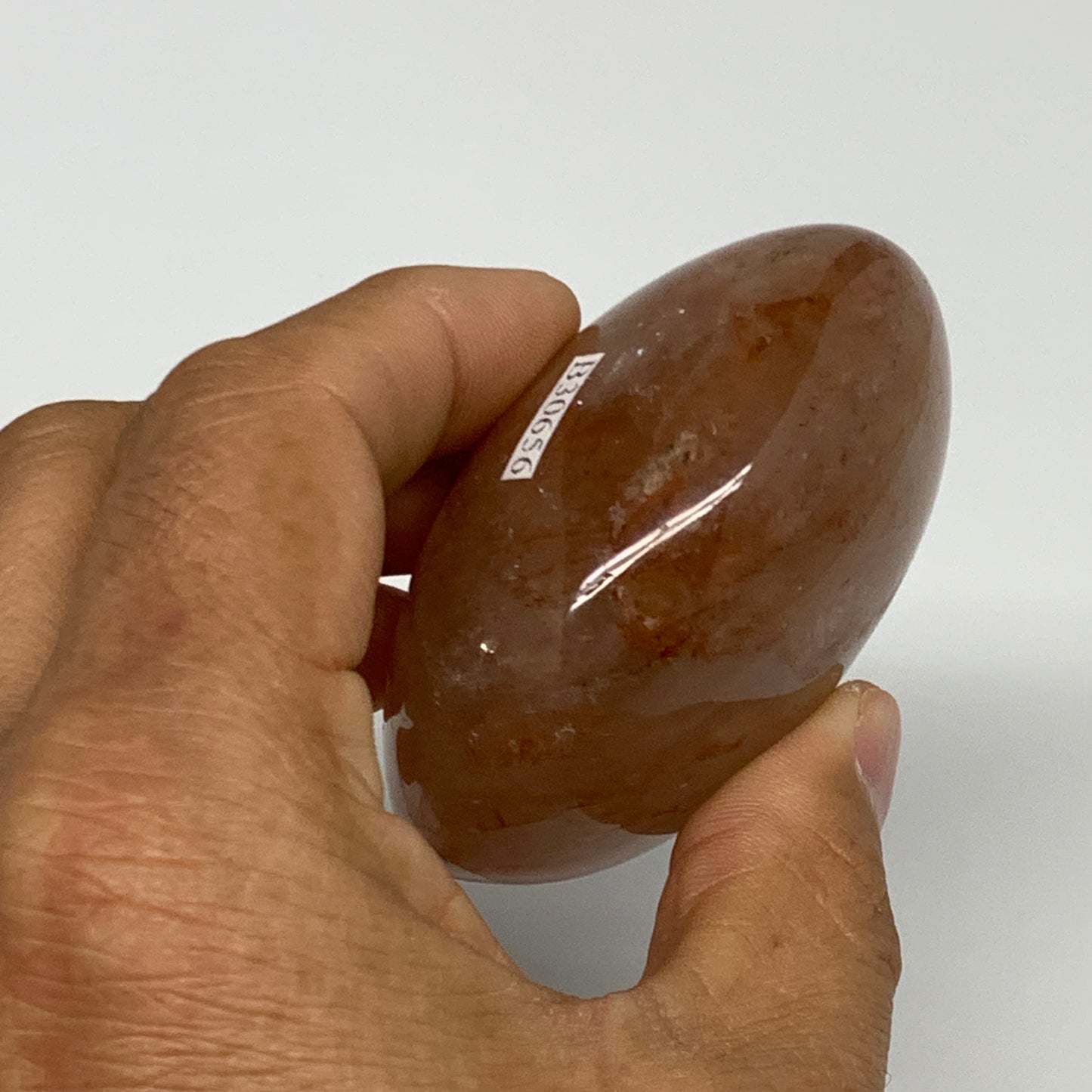 188.1g,2.7"x2.2"x1.4", Red Hematoid Fire Quartz Palm-Stone Crystal Polished, B30