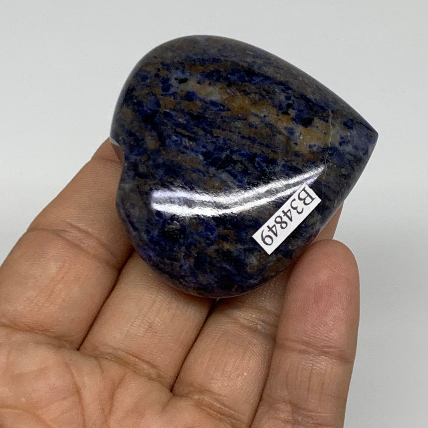 71.4g, 2"x2.1"x0.8", Natural Sodalite Heart Polished Gemstone, B34849