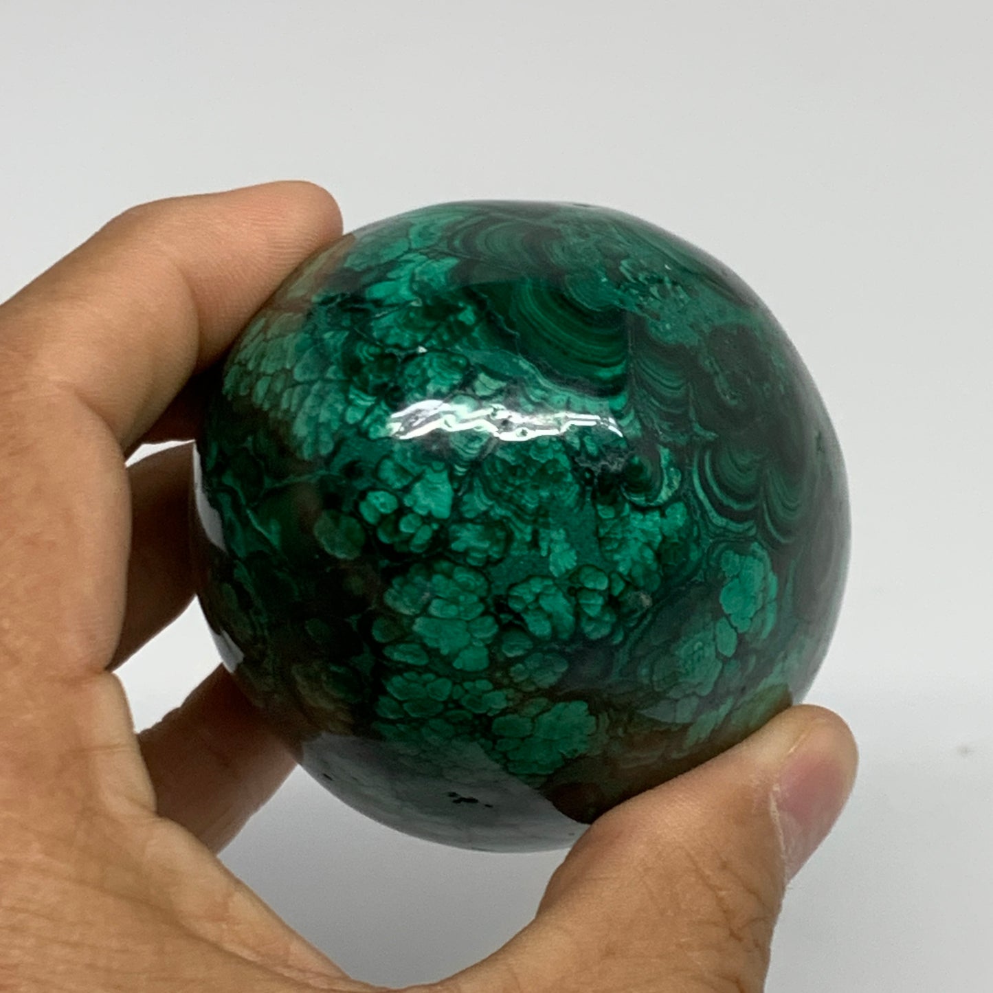 1.2 lbs, 3.2"x2.3", Natural Solid Malachite Egg Polished Gemstone @Congo, B32761