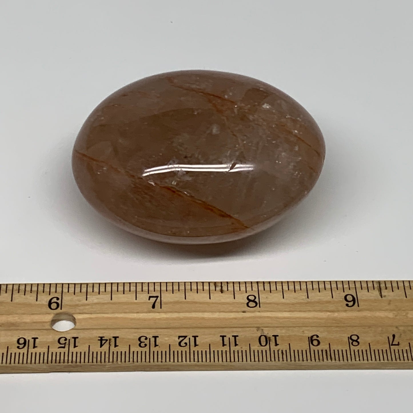 188.1g,2.7"x2.2"x1.4", Red Hematoid Fire Quartz Palm-Stone Crystal Polished, B30