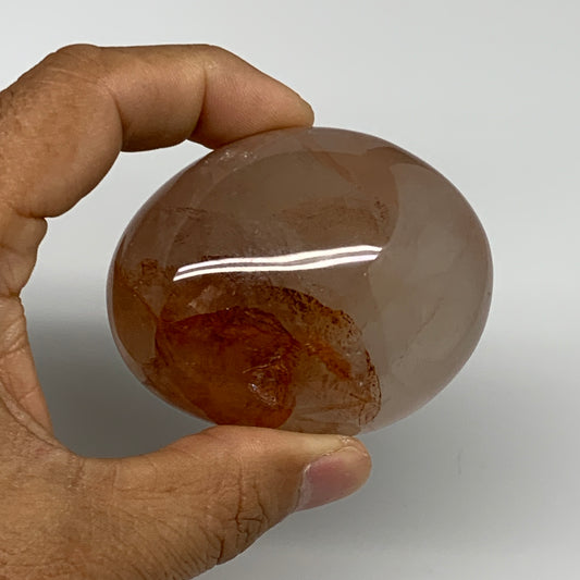 175.3g,2.5"x2"x1.4", Red Hematoid Fire Quartz Palm-Stone Crystal Polished, B3065