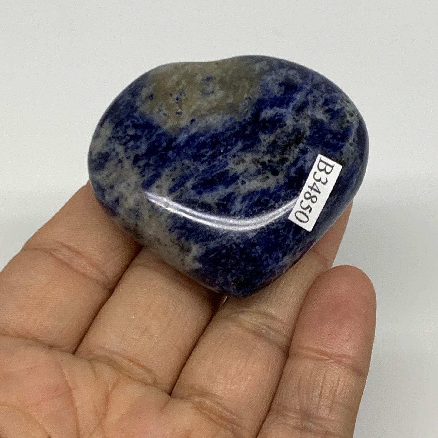 71.8g, 1.9"x2.1"x0.8", Natural Sodalite Heart Polished Gemstone, B34850