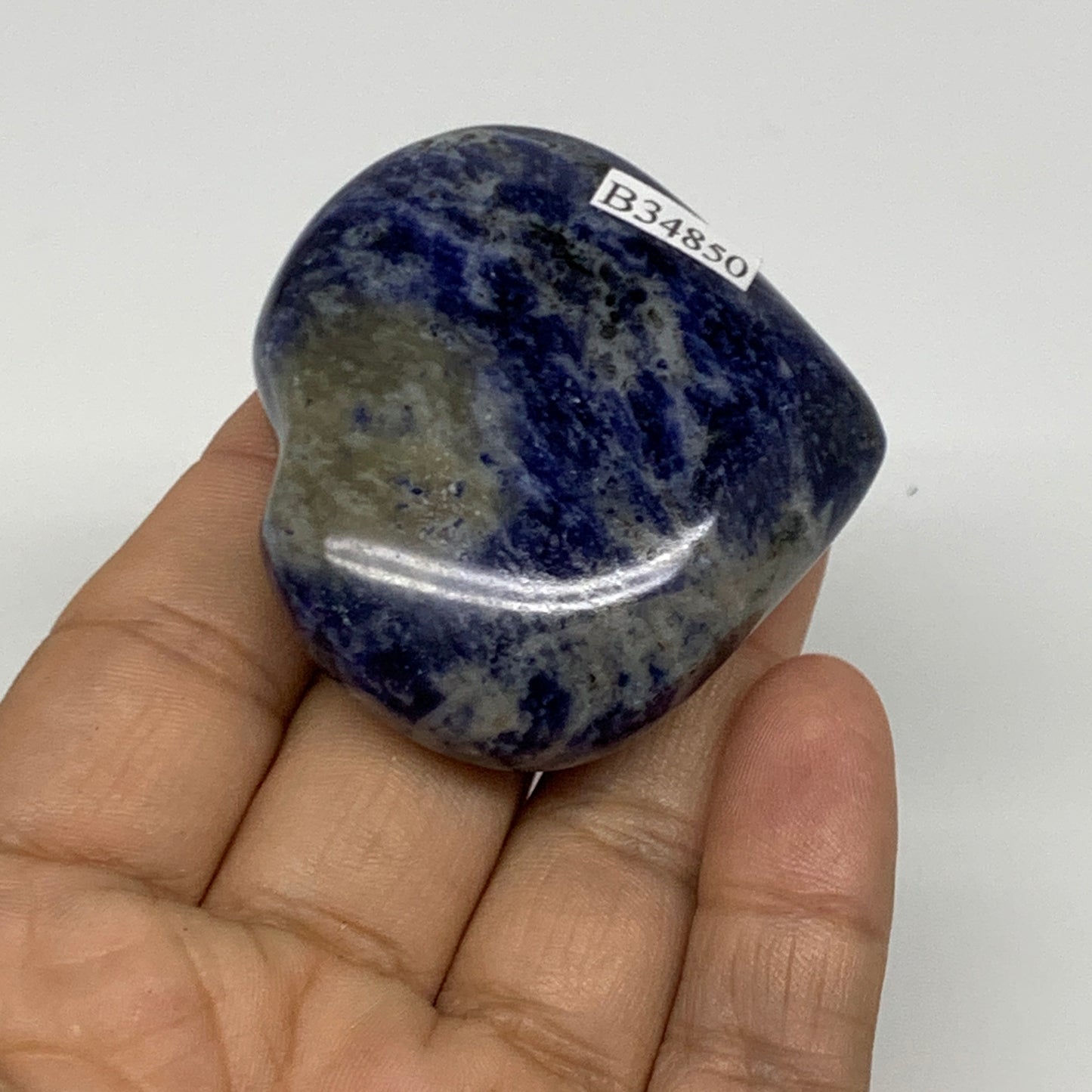 71.8g, 1.9"x2.1"x0.8", Natural Sodalite Heart Polished Gemstone, B34850