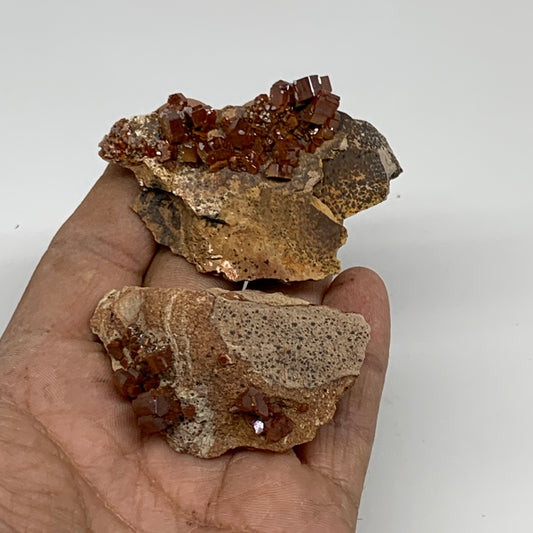 74g, 2"-2.4", 2pcs, Vanadinite Crystals Cluster Mineral Specimens, B34063
