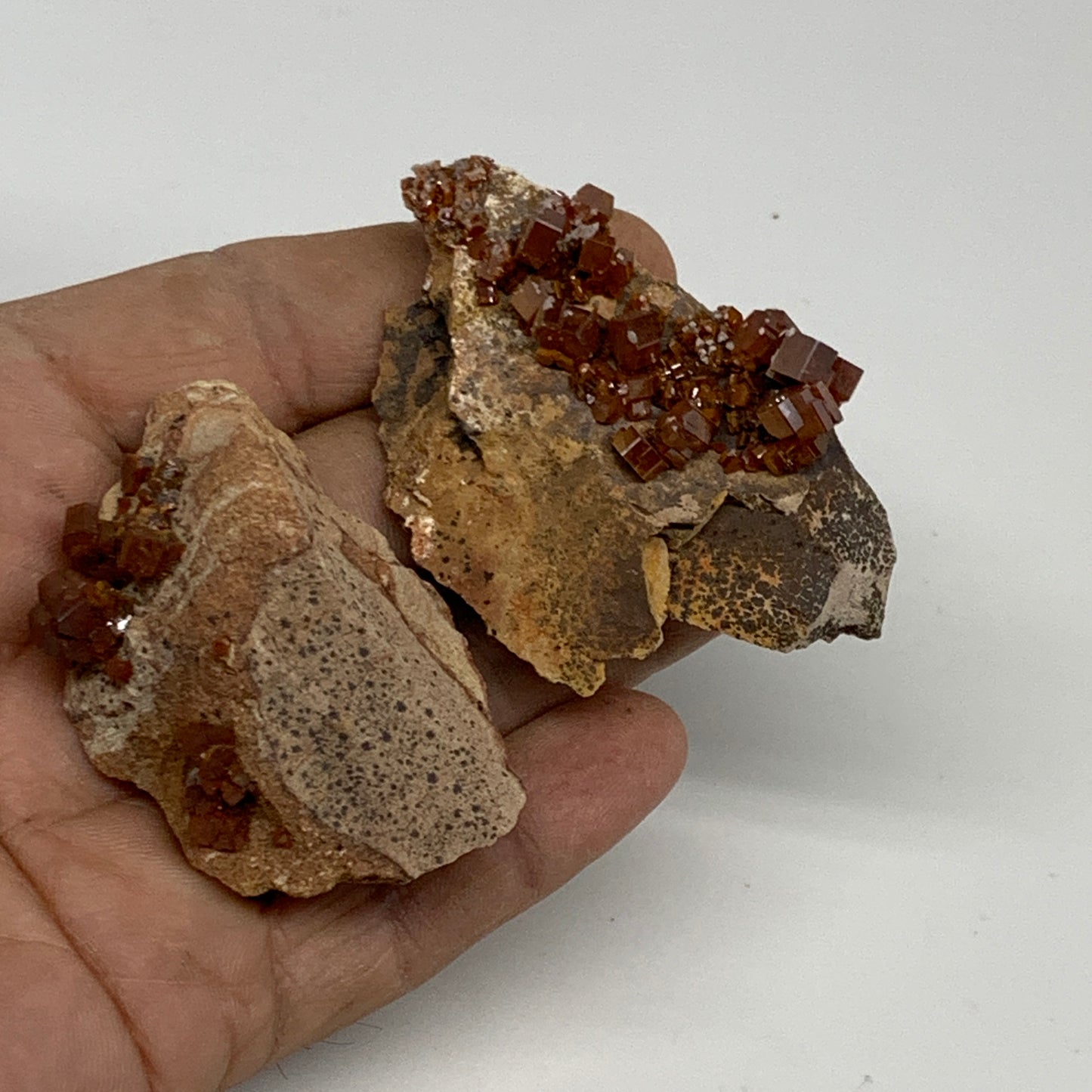 74g, 2"-2.4", 2pcs, Vanadinite Crystals Cluster Mineral Specimens, B34063