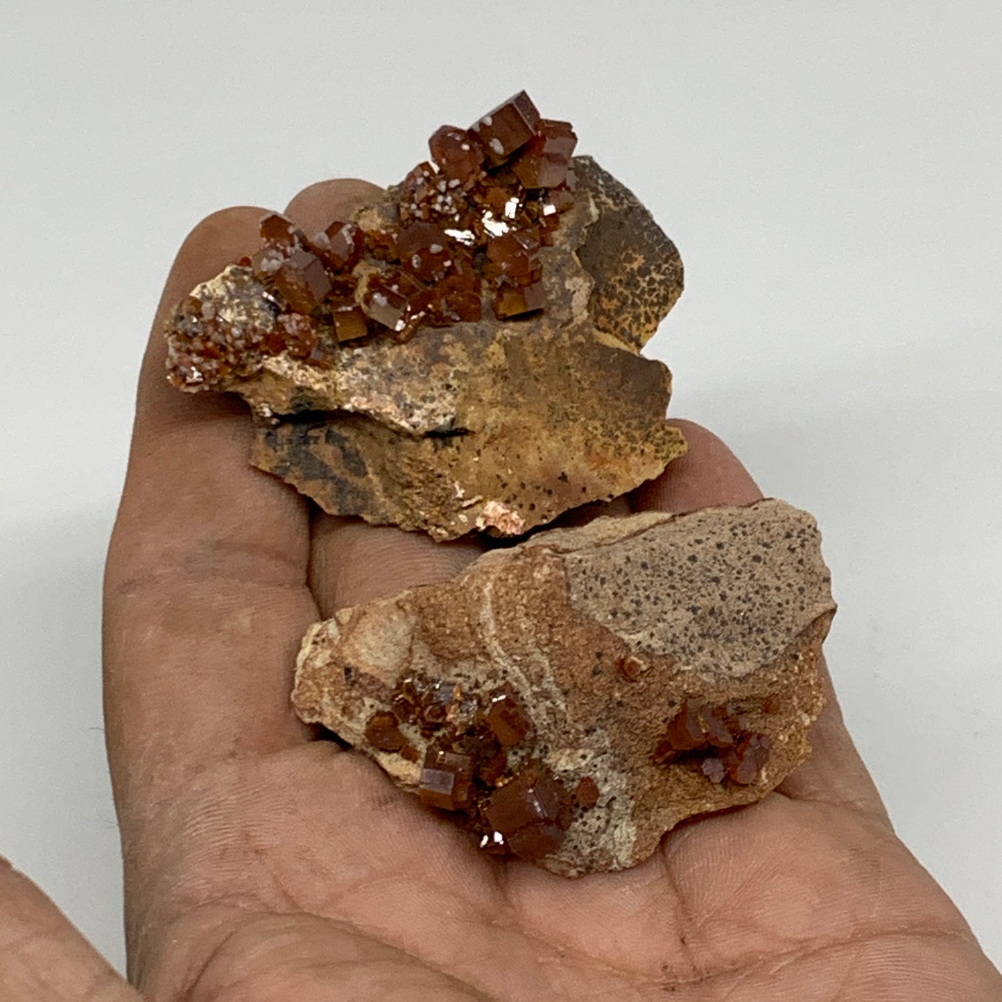 74g, 2"-2.4", 2pcs, Vanadinite Crystals Cluster Mineral Specimens, B34063