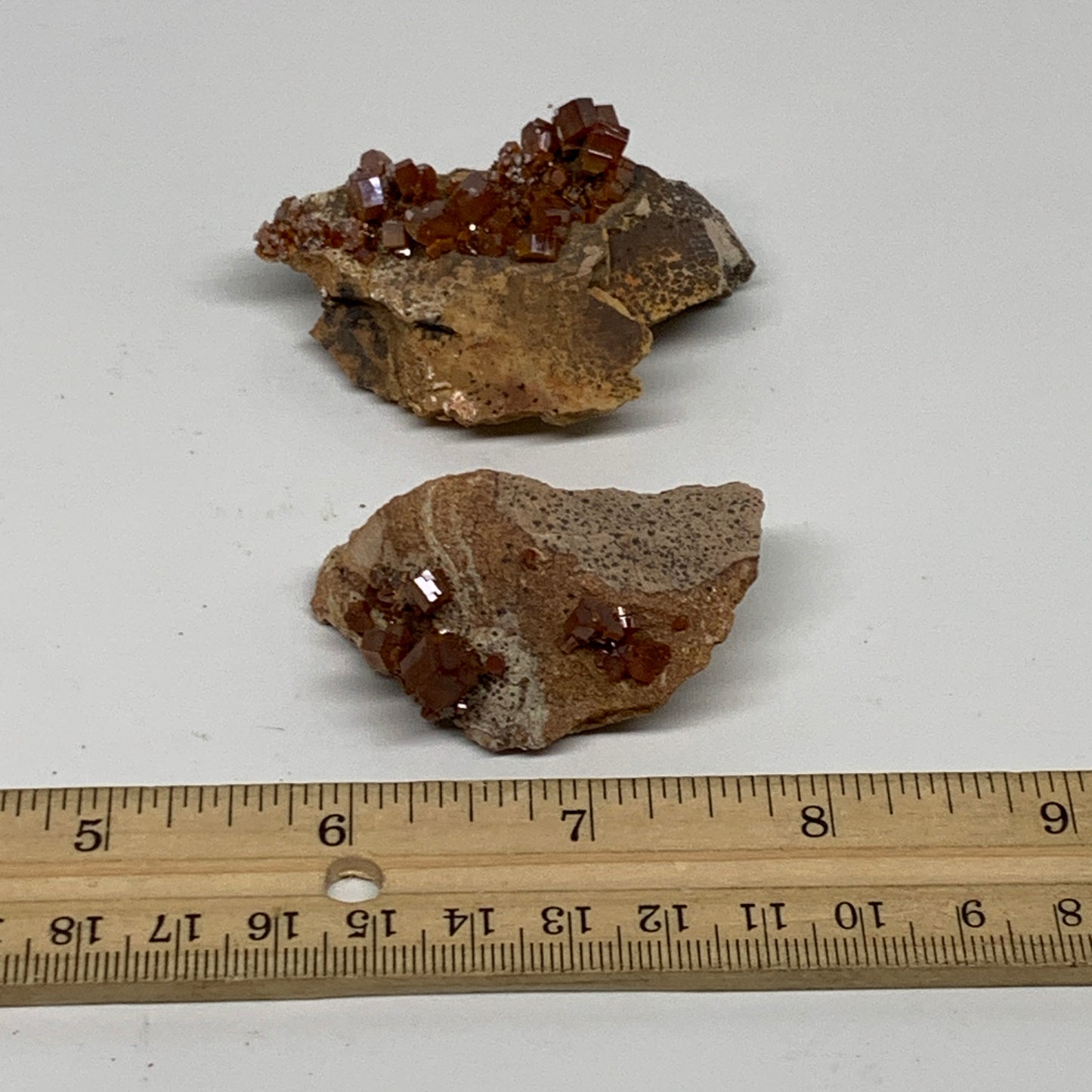 74g, 2"-2.4", 2pcs, Vanadinite Crystals Cluster Mineral Specimens, B34063