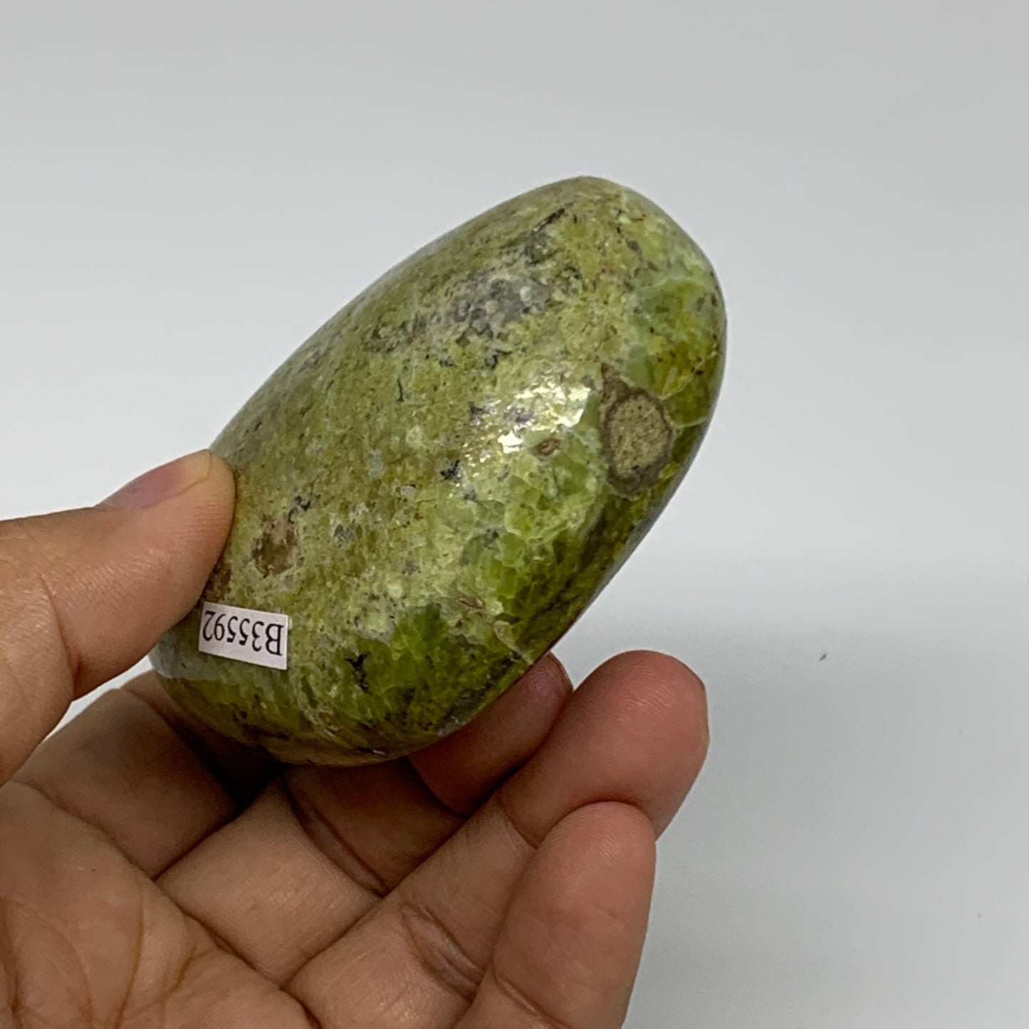 163.2g, 2.4"x2.9"x1.3", Green Opal Heart Polished Gemstone Crystal, B35592