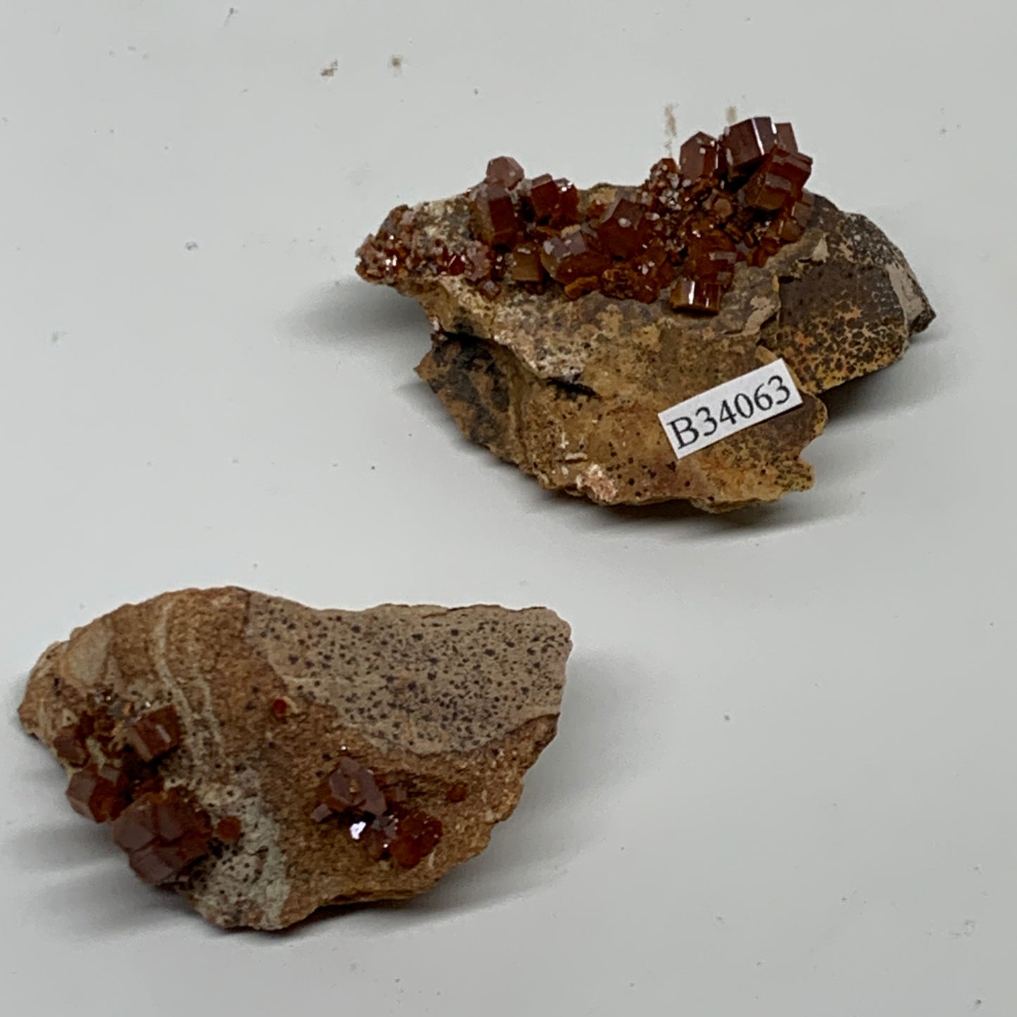 74g, 2"-2.4", 2pcs, Vanadinite Crystals Cluster Mineral Specimens, B34063