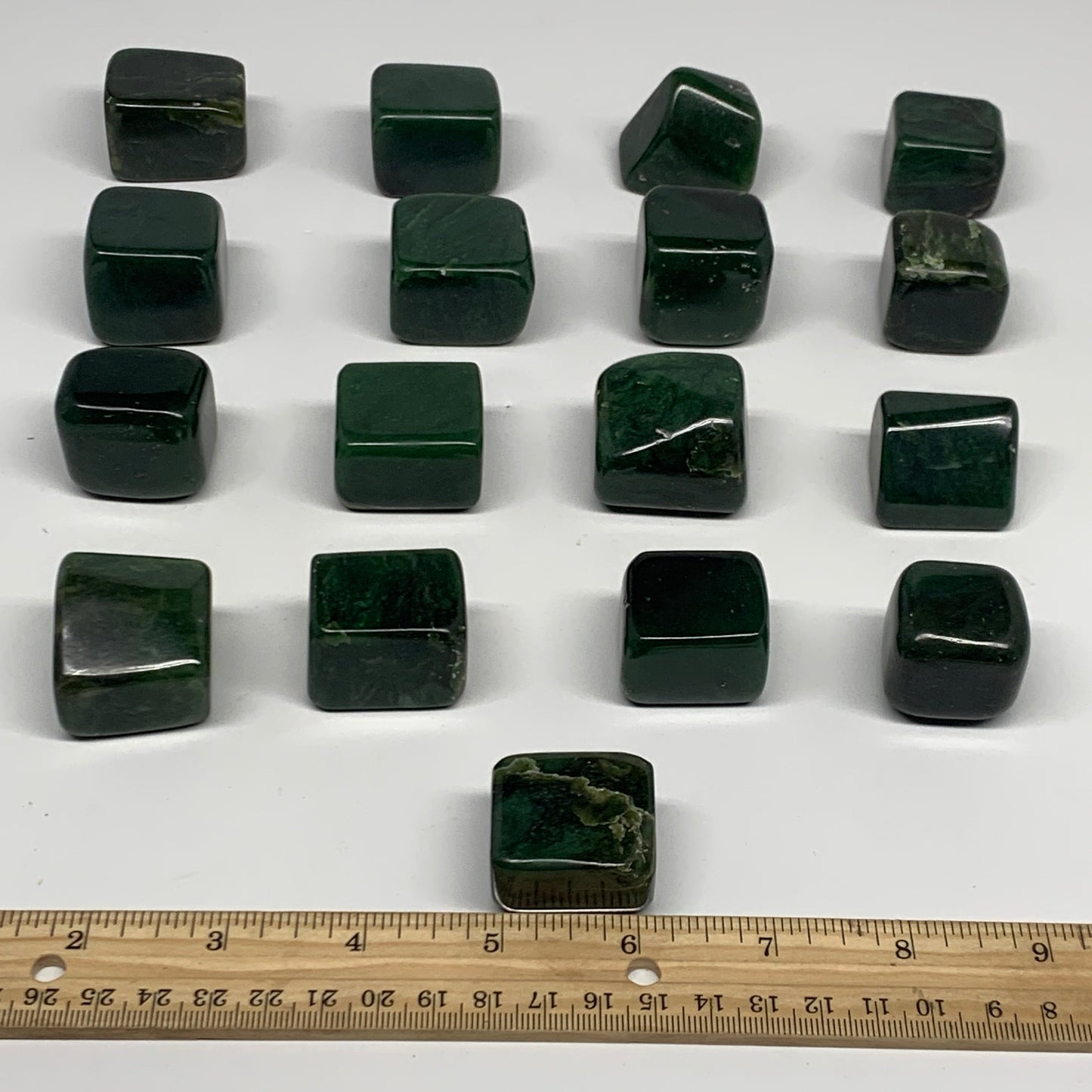1000g (2.2 lbs), 1.1"-1.4",17pcs, Nephrite Jade Tumbled @Afghanistan, B29914